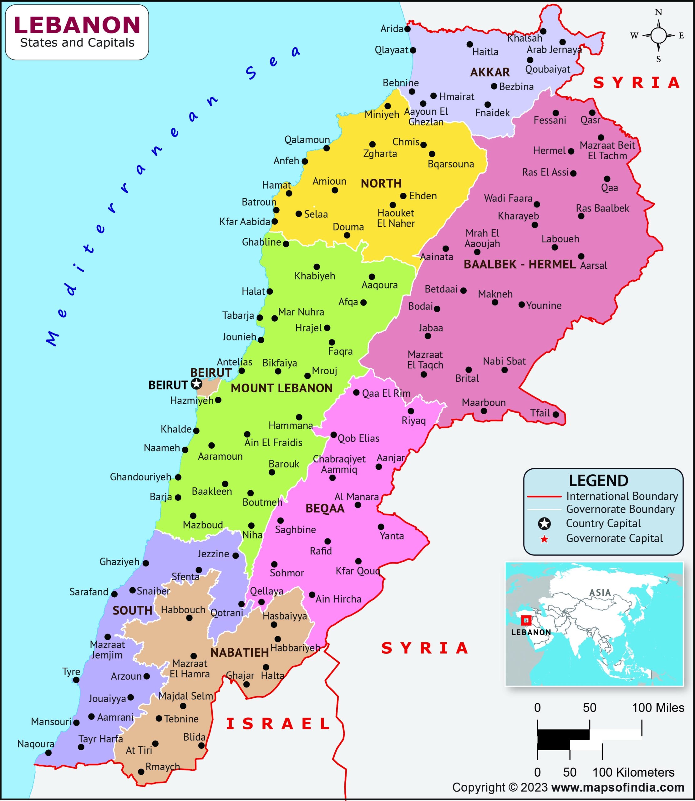Lebanon Map HD Political Map Of Lebanon