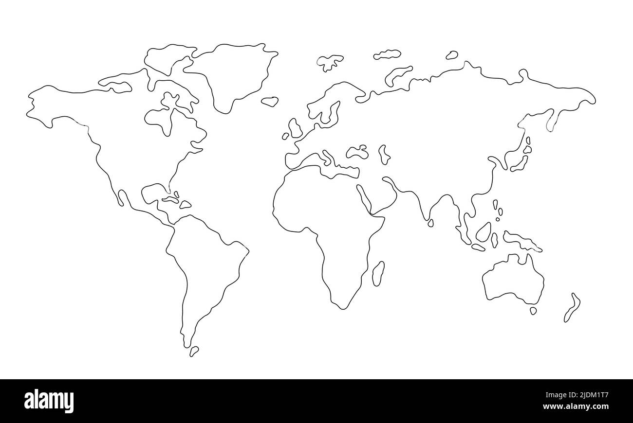 continents map black and white