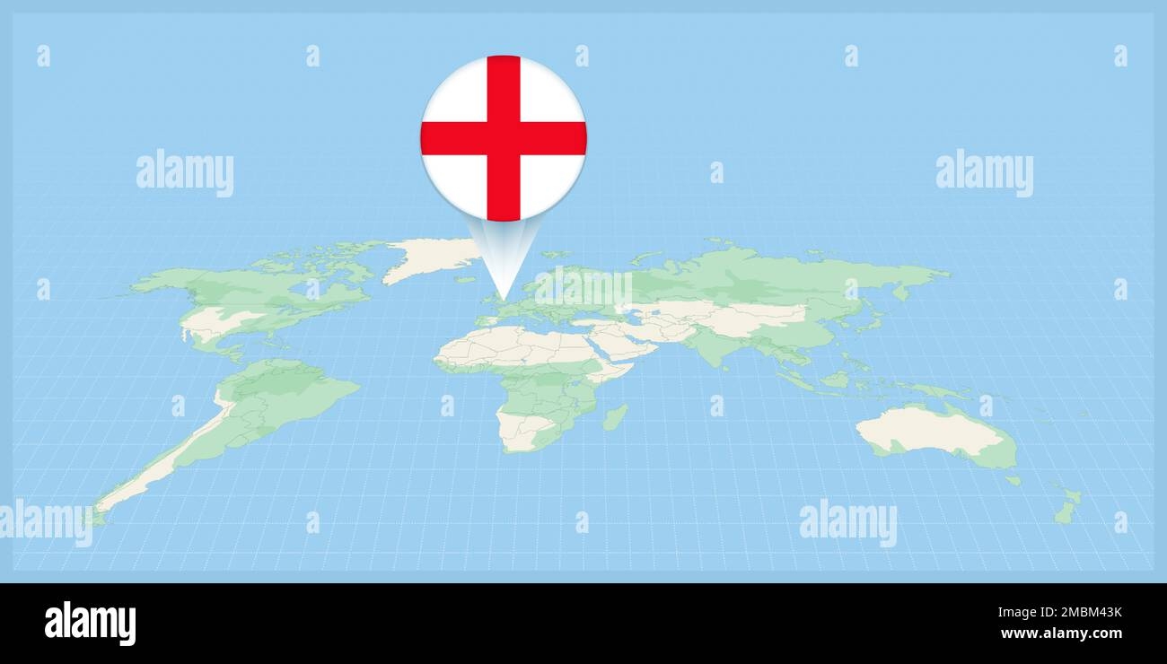 Location Of England On The World Map Marked With England Flag Pin Cartographic Vector Illustration Stock Vector Image Art Alamy