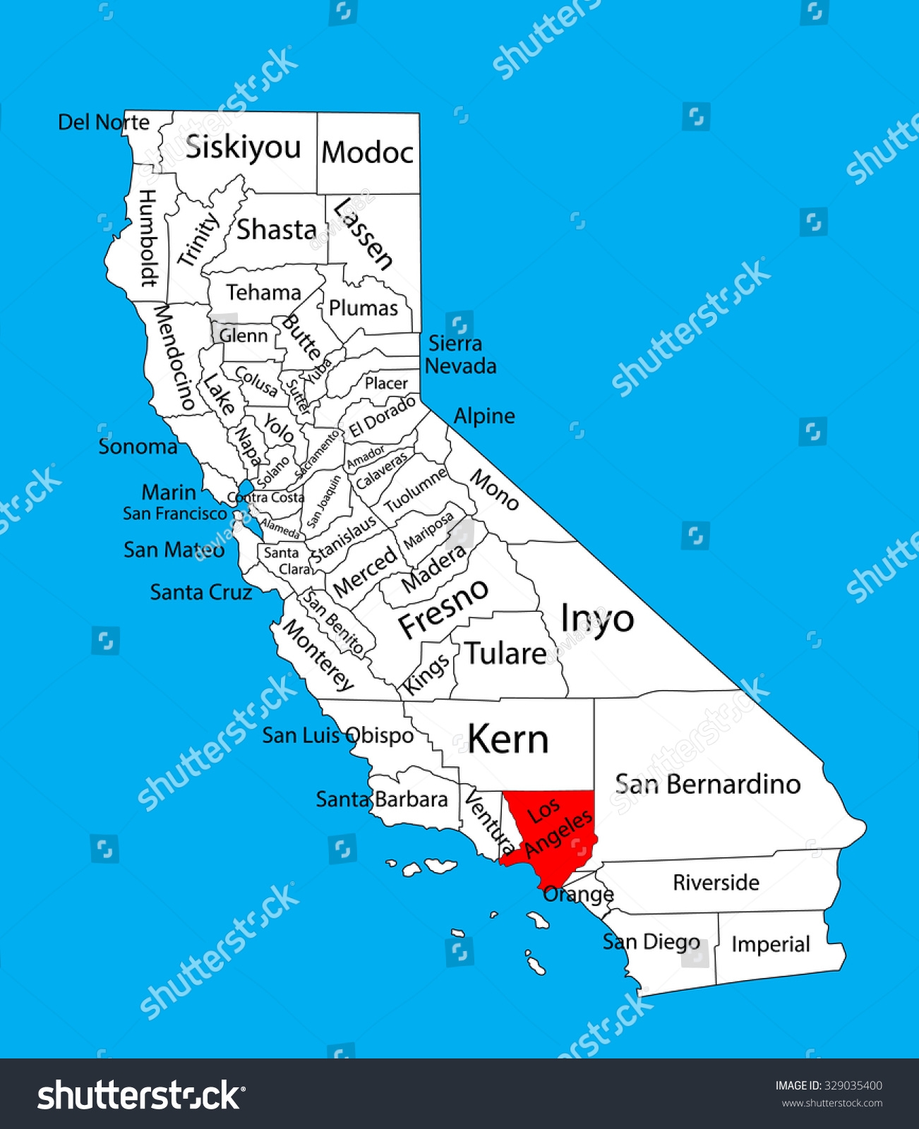 Los Angeles County California United States Stock Vector Royalty Free 329035400 Shutterstock