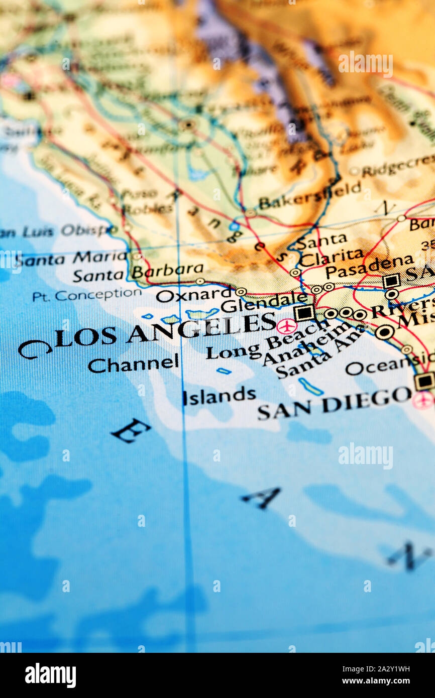 los angeles on world map