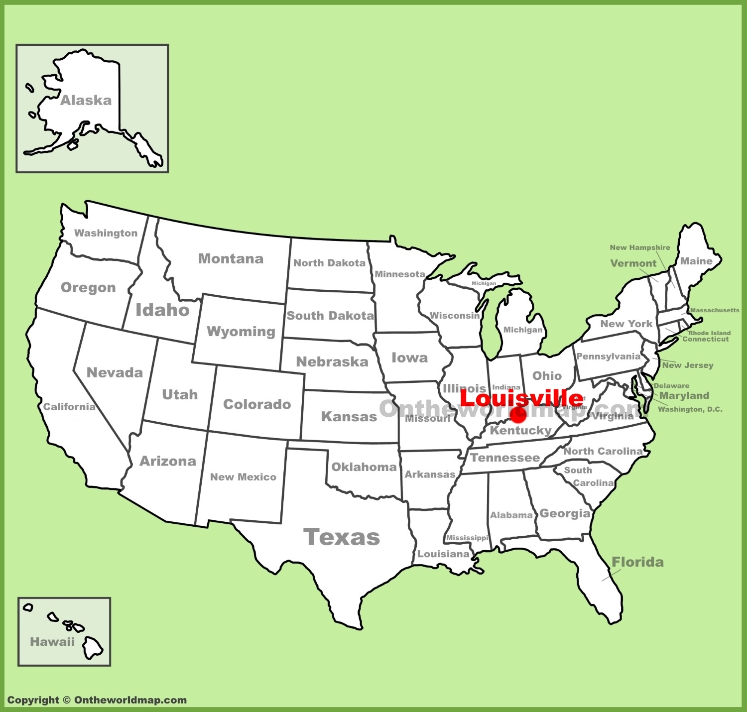 Louisville Location On The U S Map Ontheworldmap Louisville Location On The U S Map Ontheworldmap