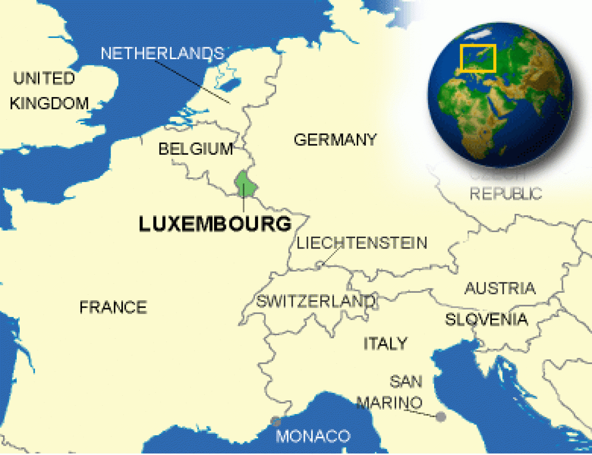 luxembourg on world map