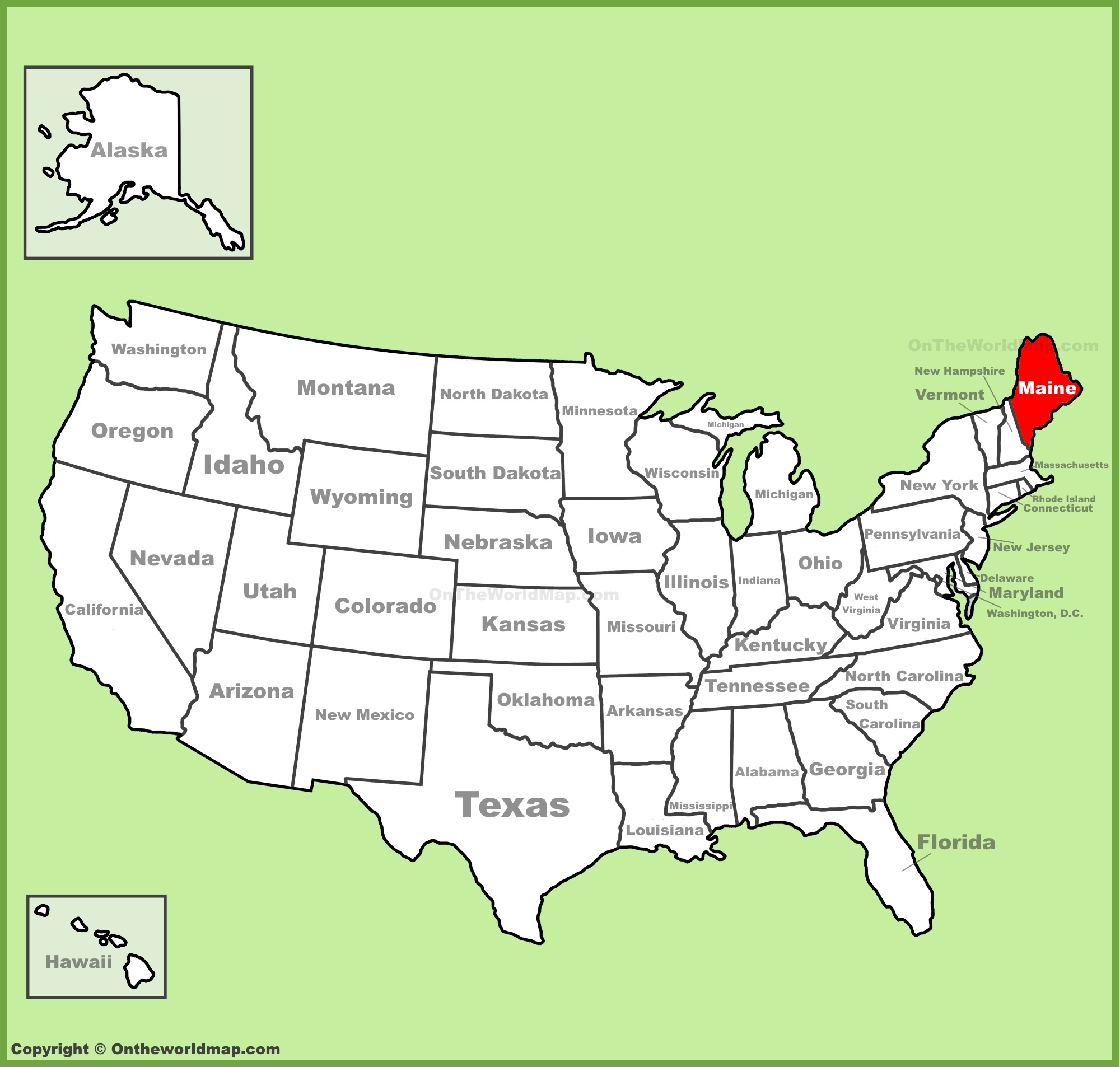Maine Location On The U S Map Ontheworldmap