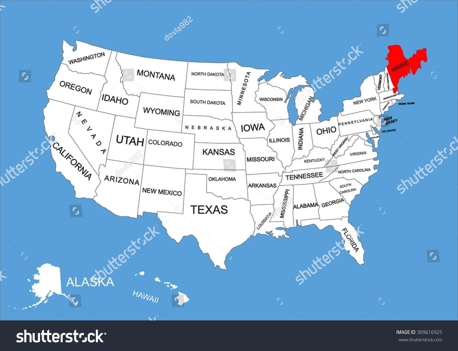 Maine State Usa Vector Map Isolated Stock Vector Royalty Free 309616925 Shutterstock