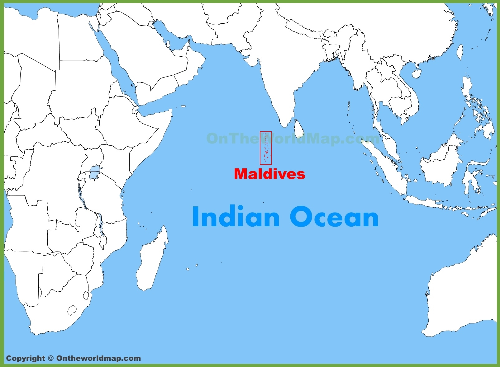 maldives map in world map