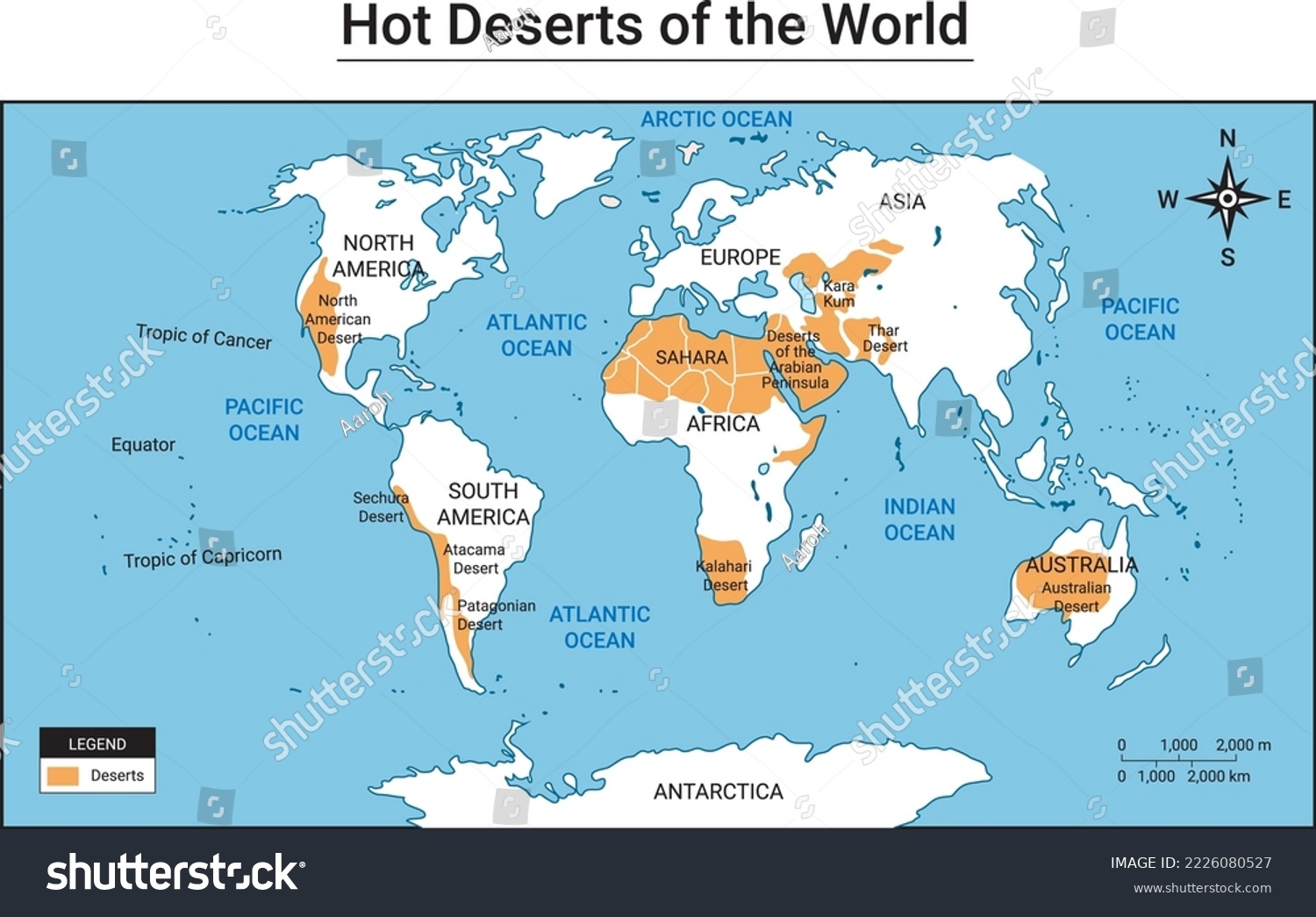 Map Hot Deserts World Like Sahara Stock Vector Royalty Free 2226080527 Shutterstock