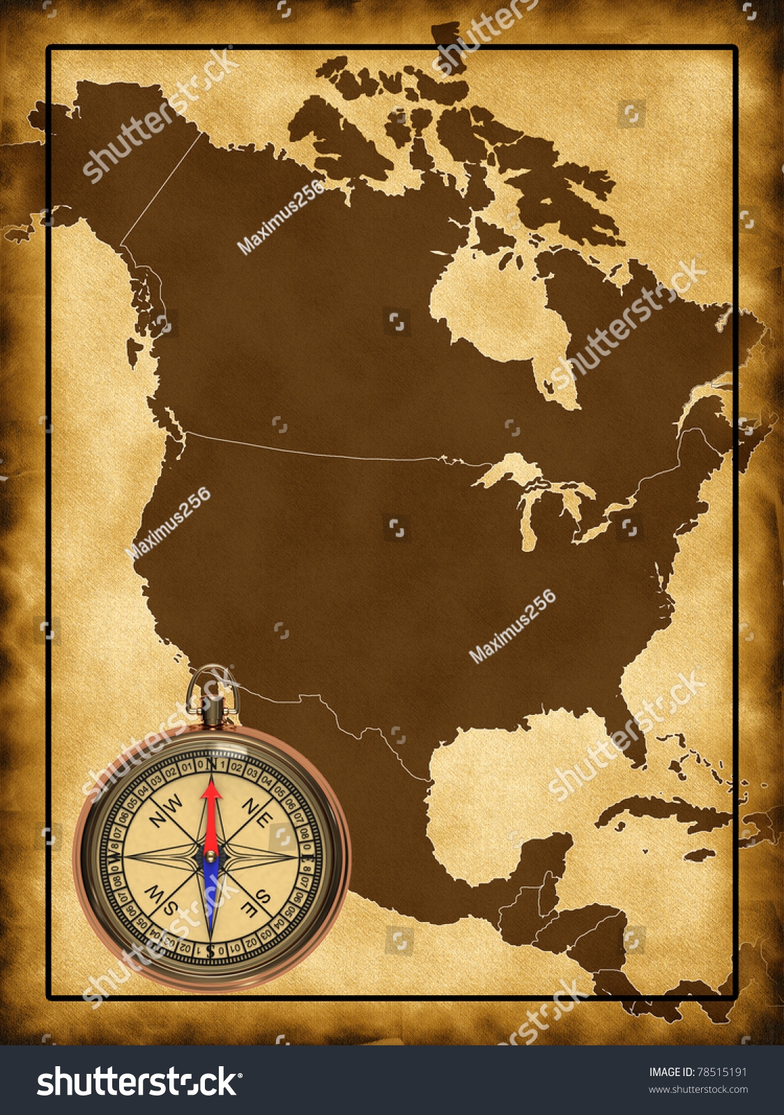 Map North America Compass Stock Illustration 78515191 Shutterstock