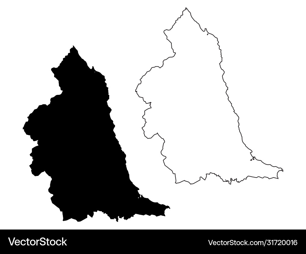 Map North East England Black And Outline Maps Royalty Free Vector VectorStock