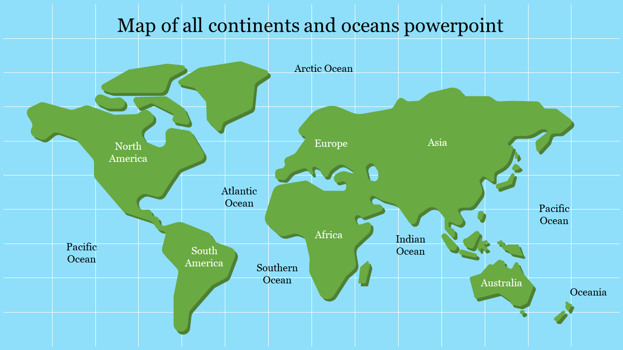 map with oceans and continents