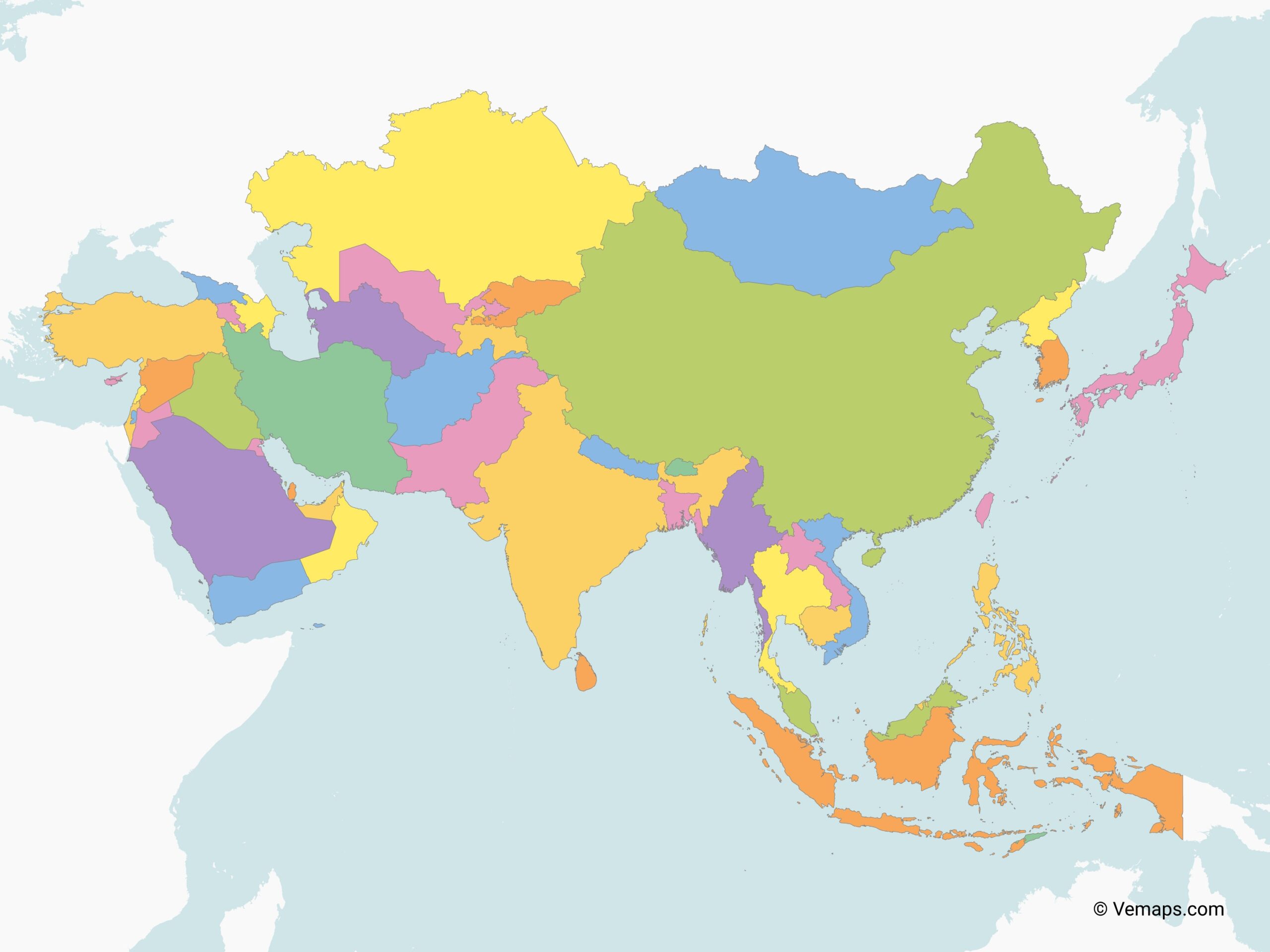 map of asia blank