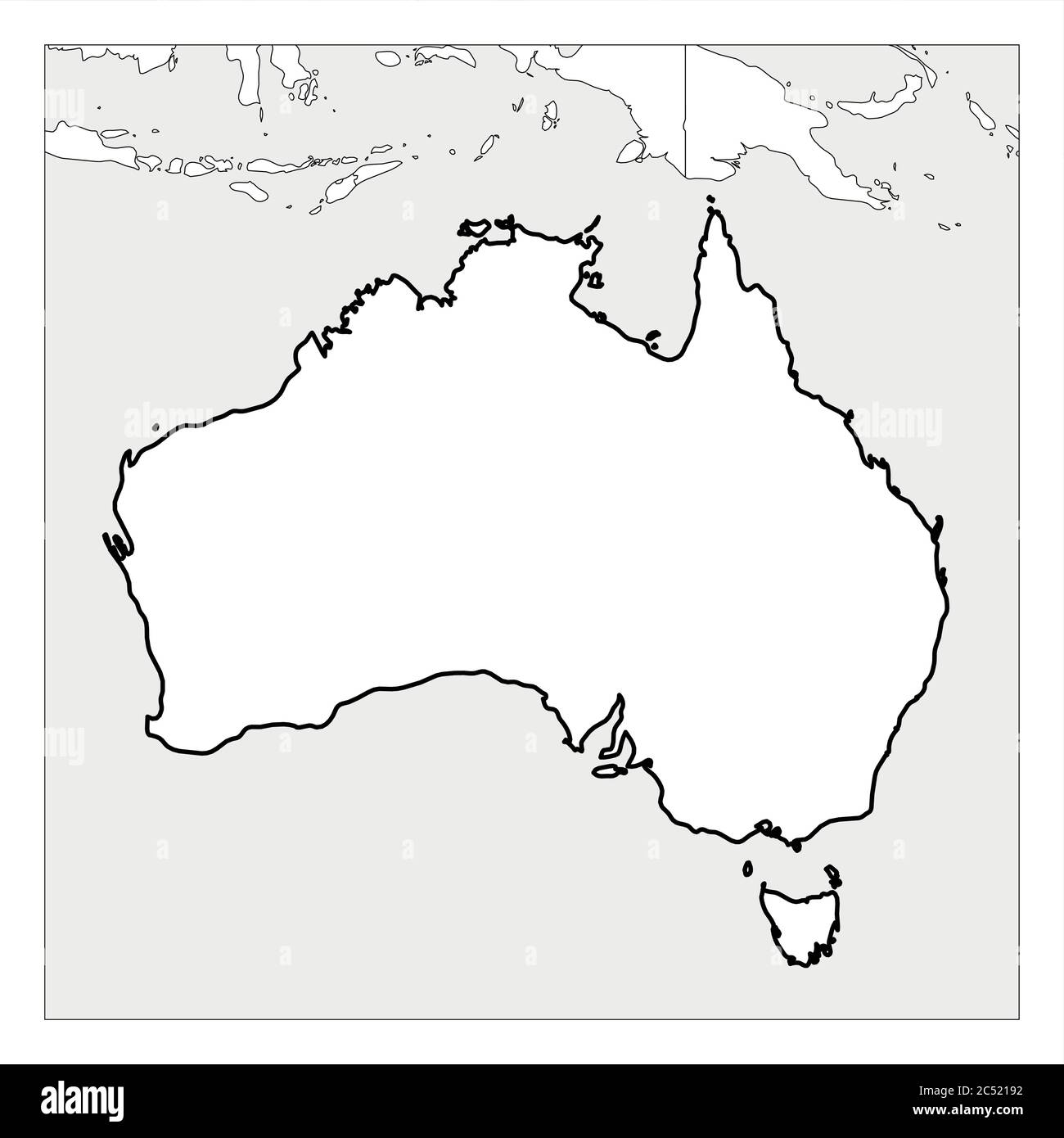 Map Of Australia Black Thick Outline Highlighted With Neighbor Countries Stock Vector Image Art Alamy