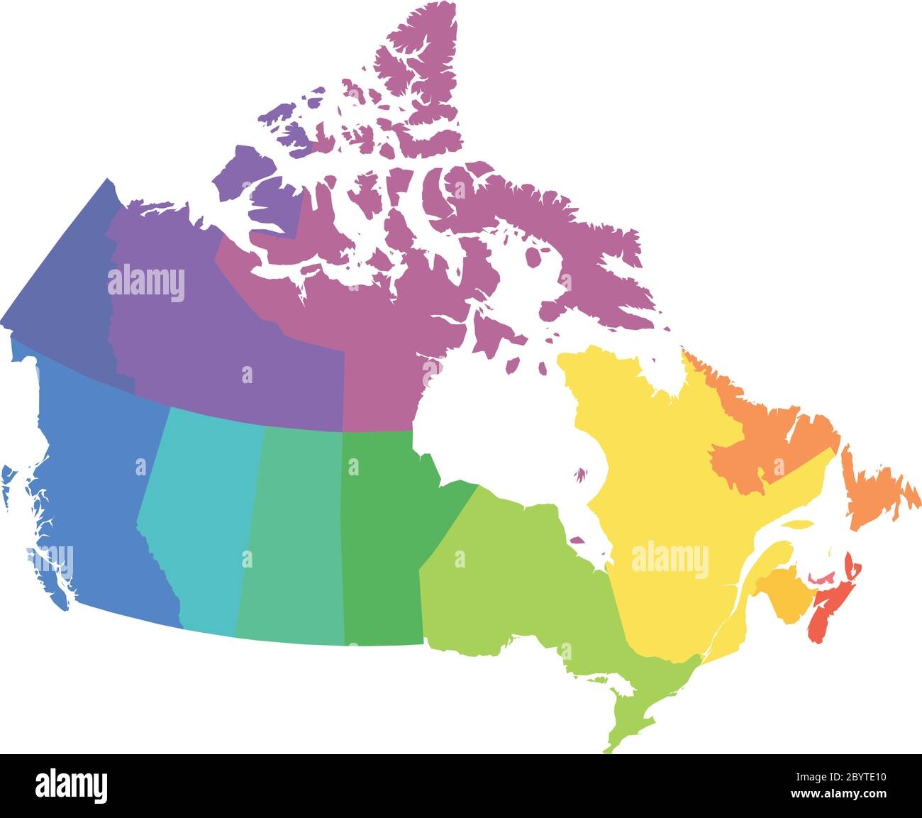 Map Of Canada Divided Into 10 Provinces And 3 Territories Administrative Regions Of Canada Blank Multicolored Map Vector Illustration Stock Vector Image Art Alamy