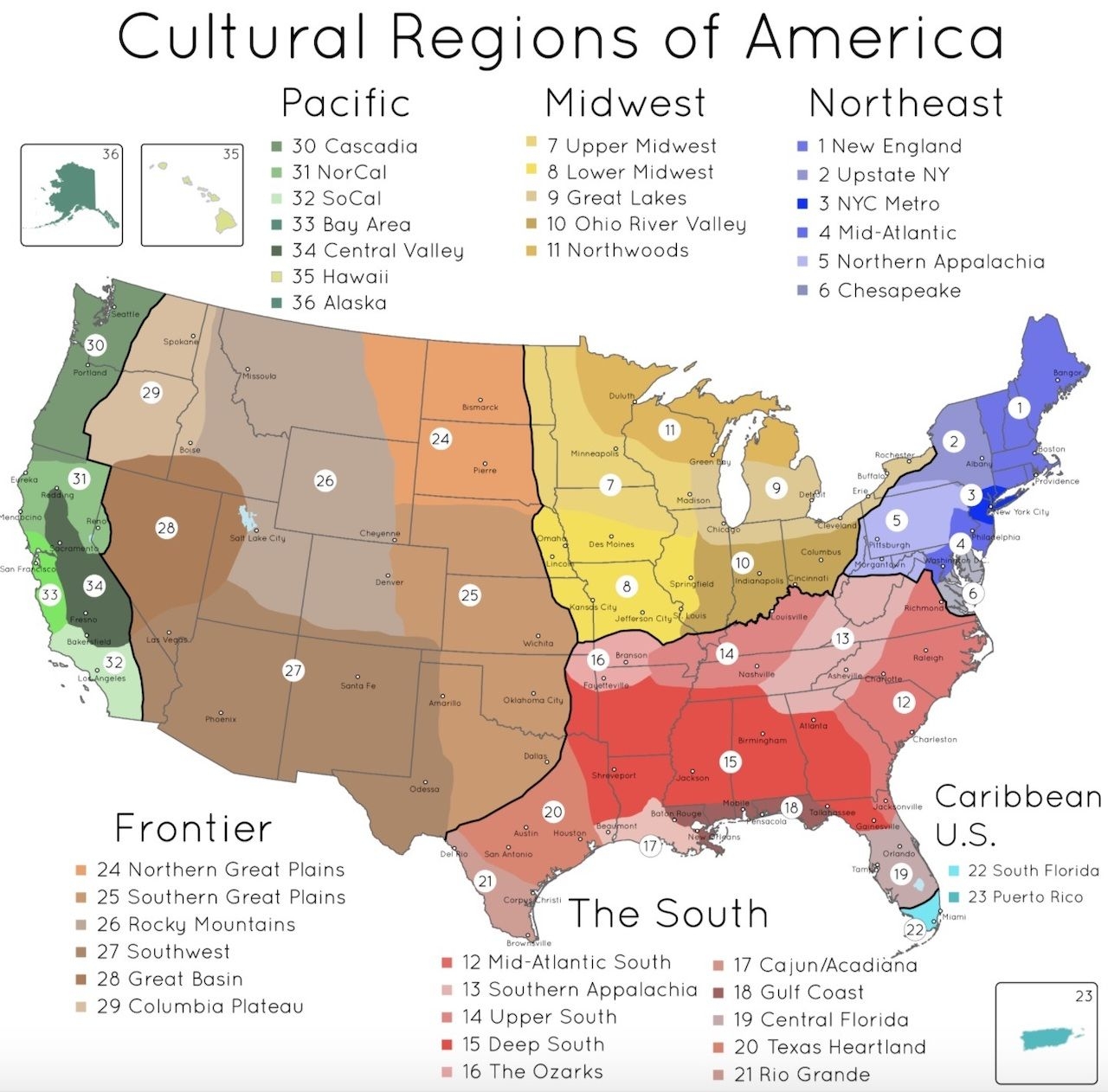 Map Of Cultural Regions In The United States Matador Network