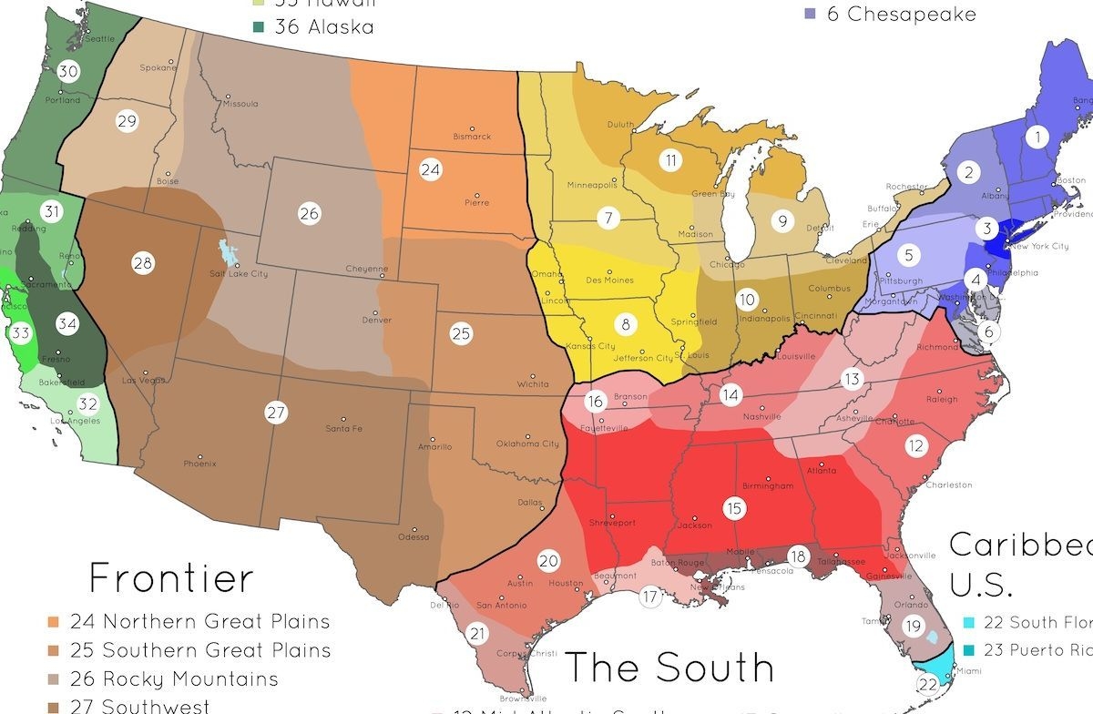 Map Of Cultural Regions In The United States Matador Network