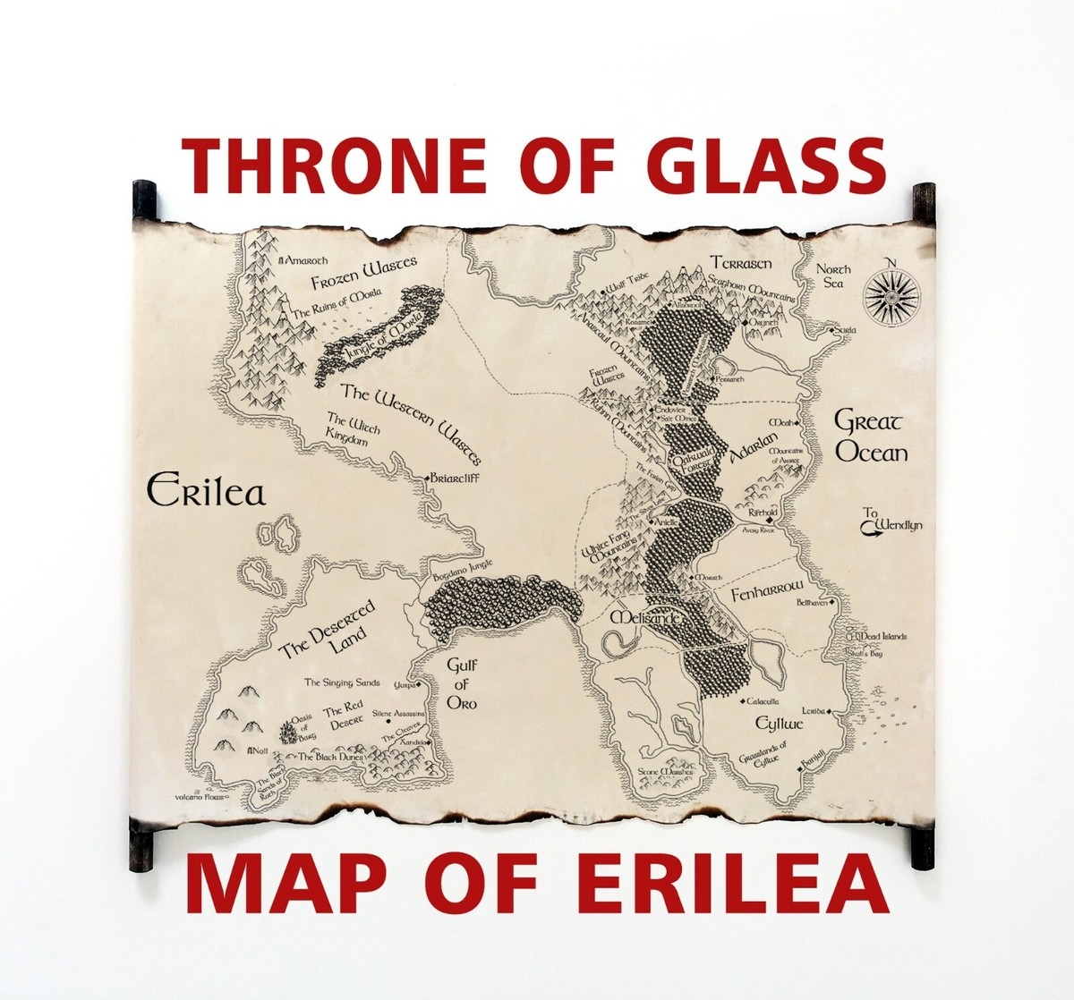 Map Of Erilea Map Of The World Of Throne Of Glass Map Heir Of Fire Handmade EBay