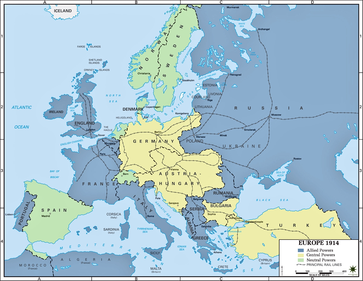 Map Of Europe 1914