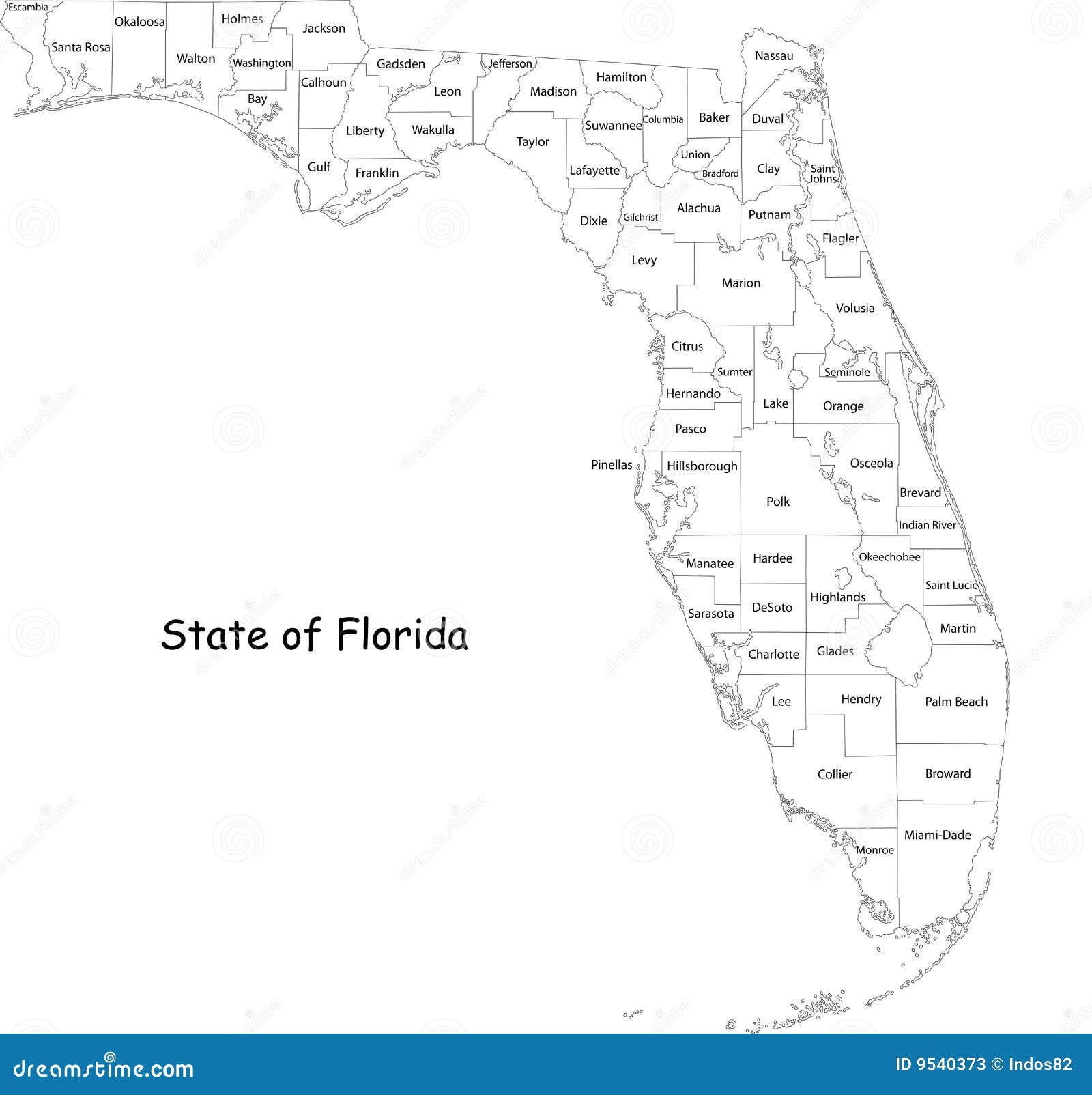 blank florida county map