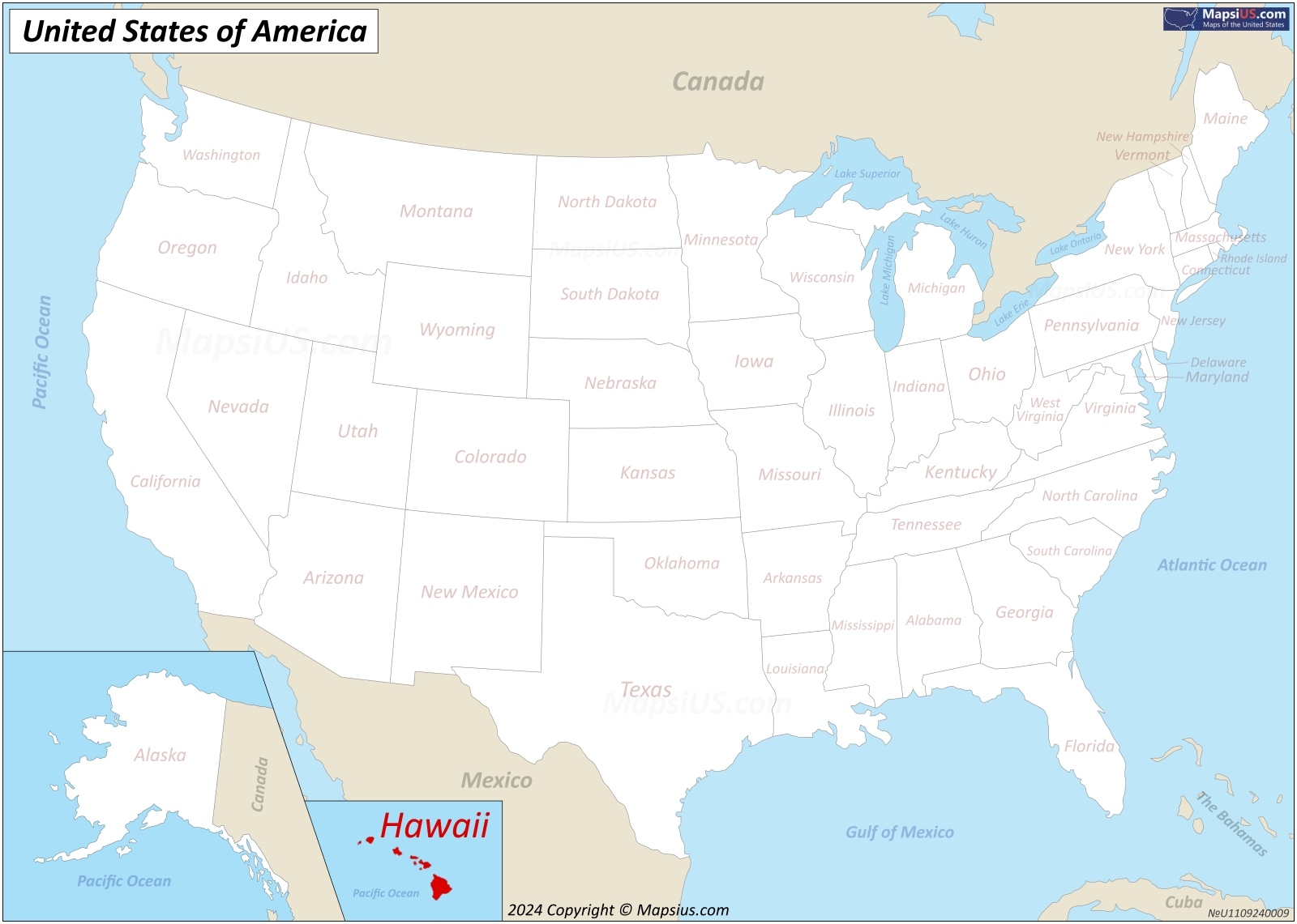where is hawaii on the map to united states
