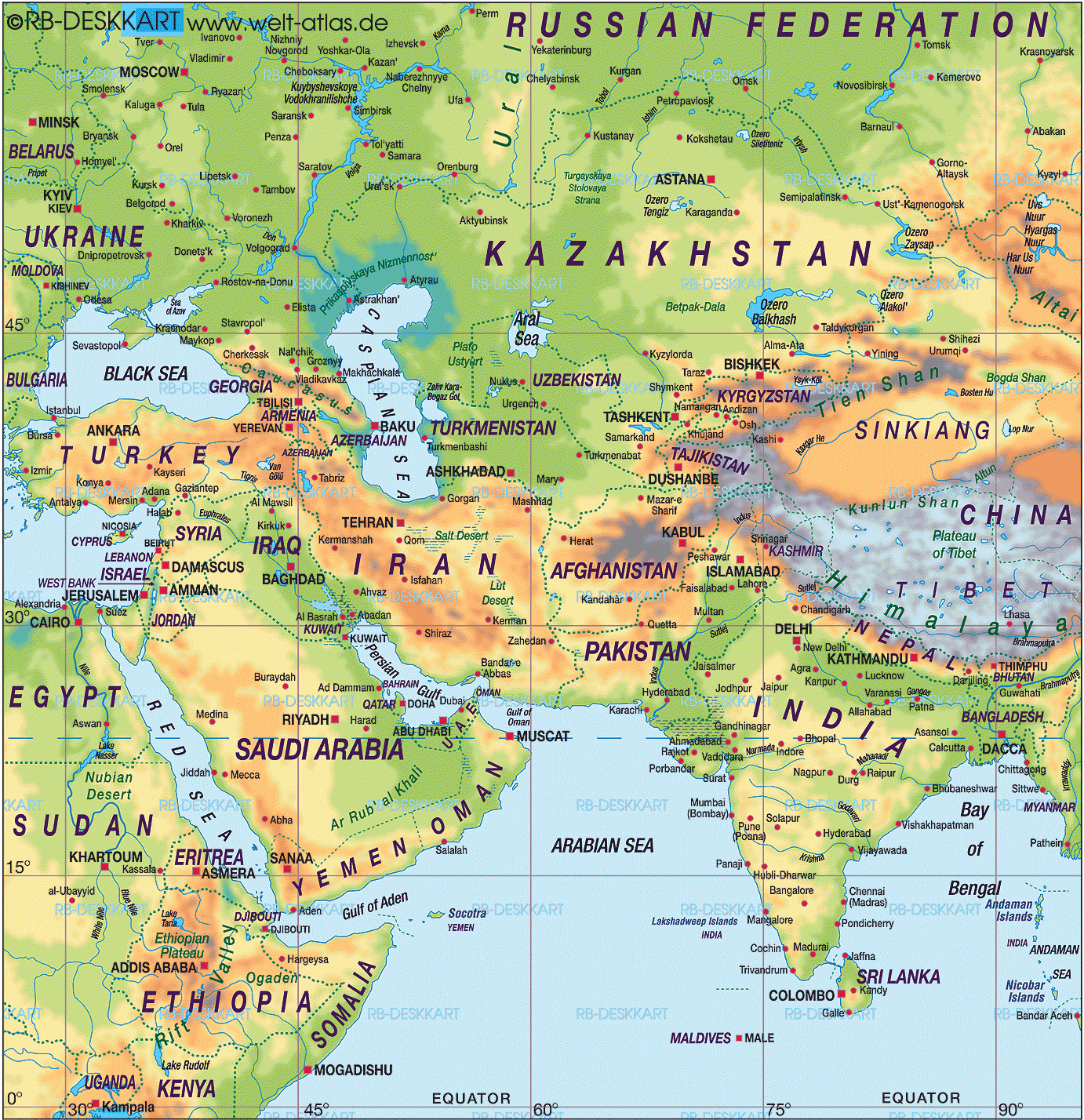 Map Of Middle East Asia General Map Region Of The World Welt Atlas de