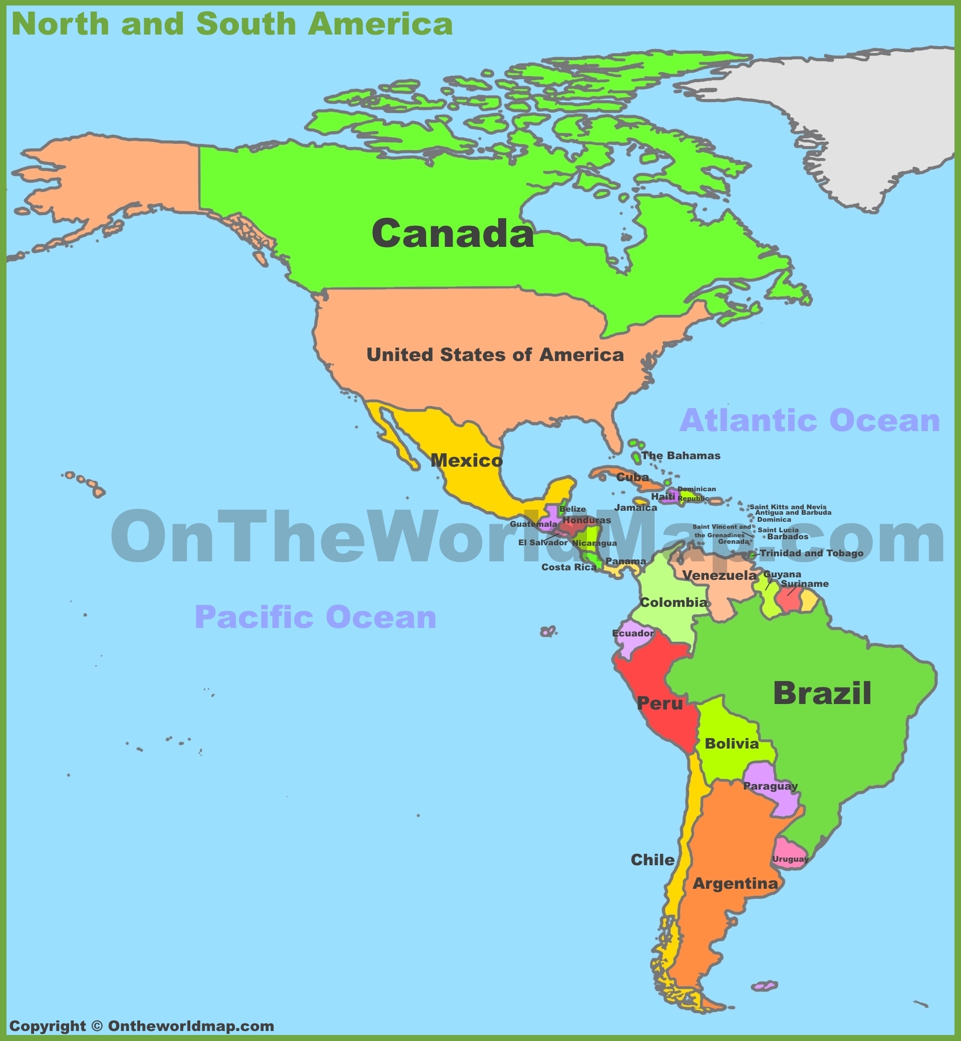 Map Of North And South America Ontheworldmap