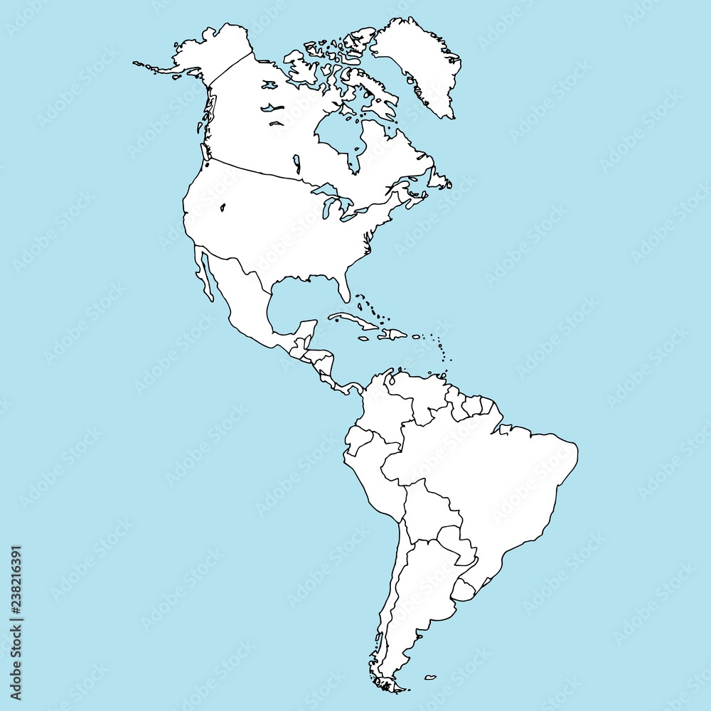 Map Of North And South America Vector Illustration Outline Map Of South America North America Hand Drawn Atlas Globe Map Of South And North America Stock Vector Adobe Stock