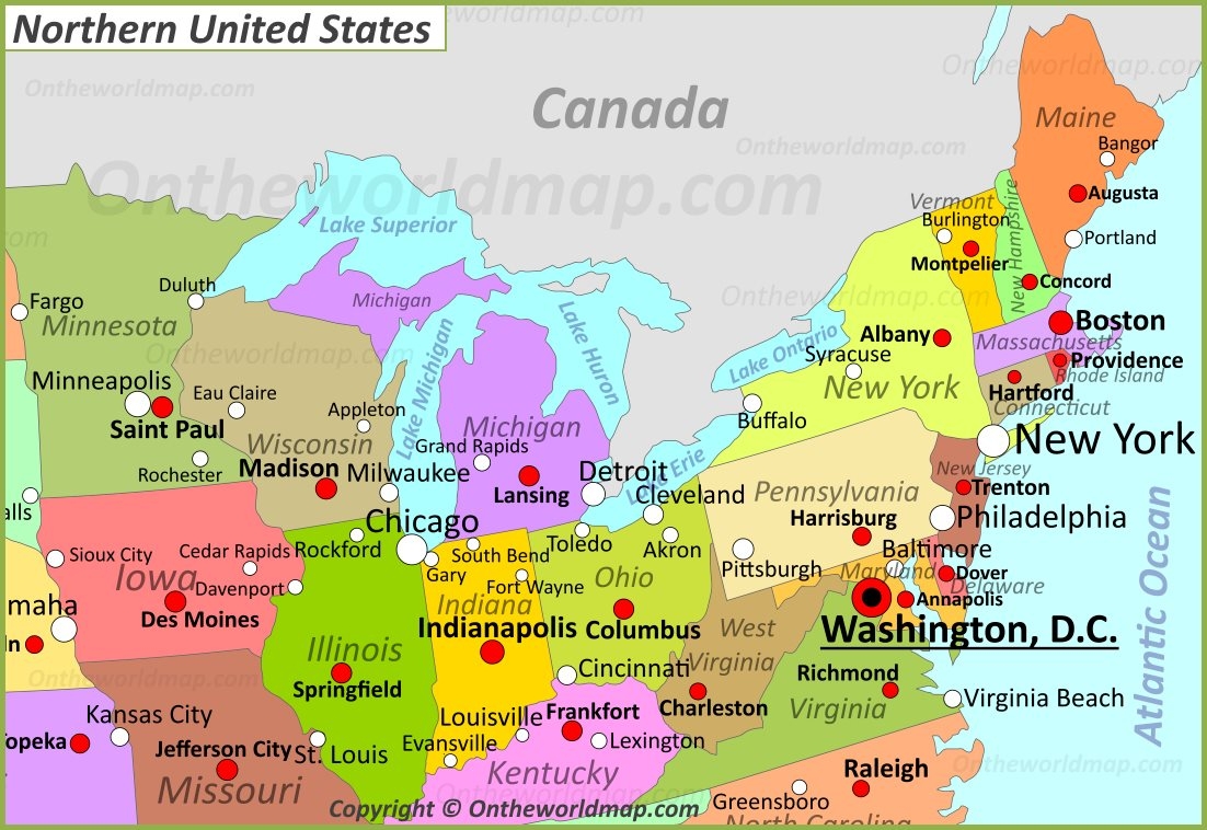 Map Of Northern United States Ontheworldmap
