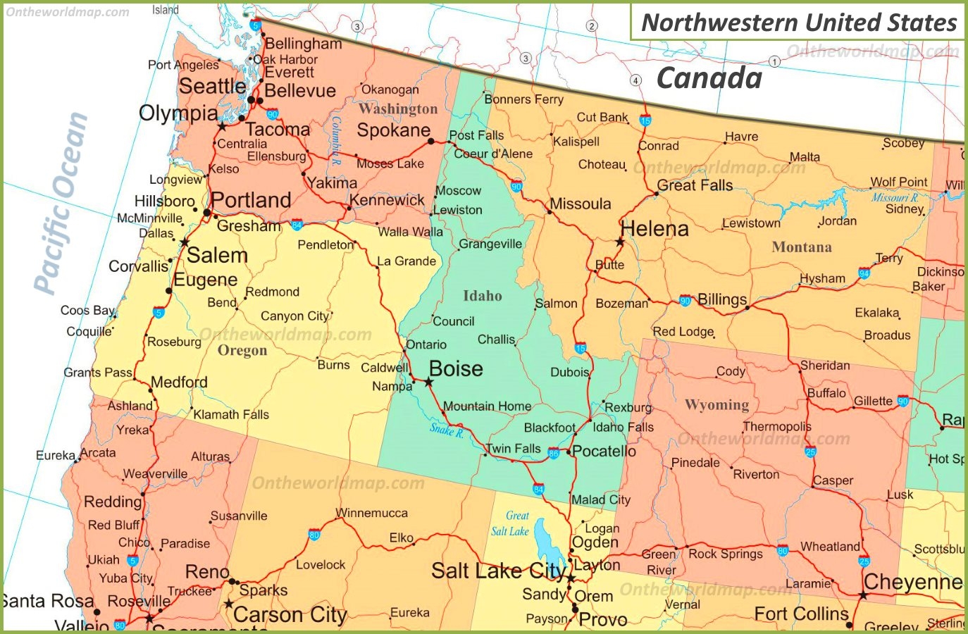 Map Of Northwestern United States Ontheworldmap
