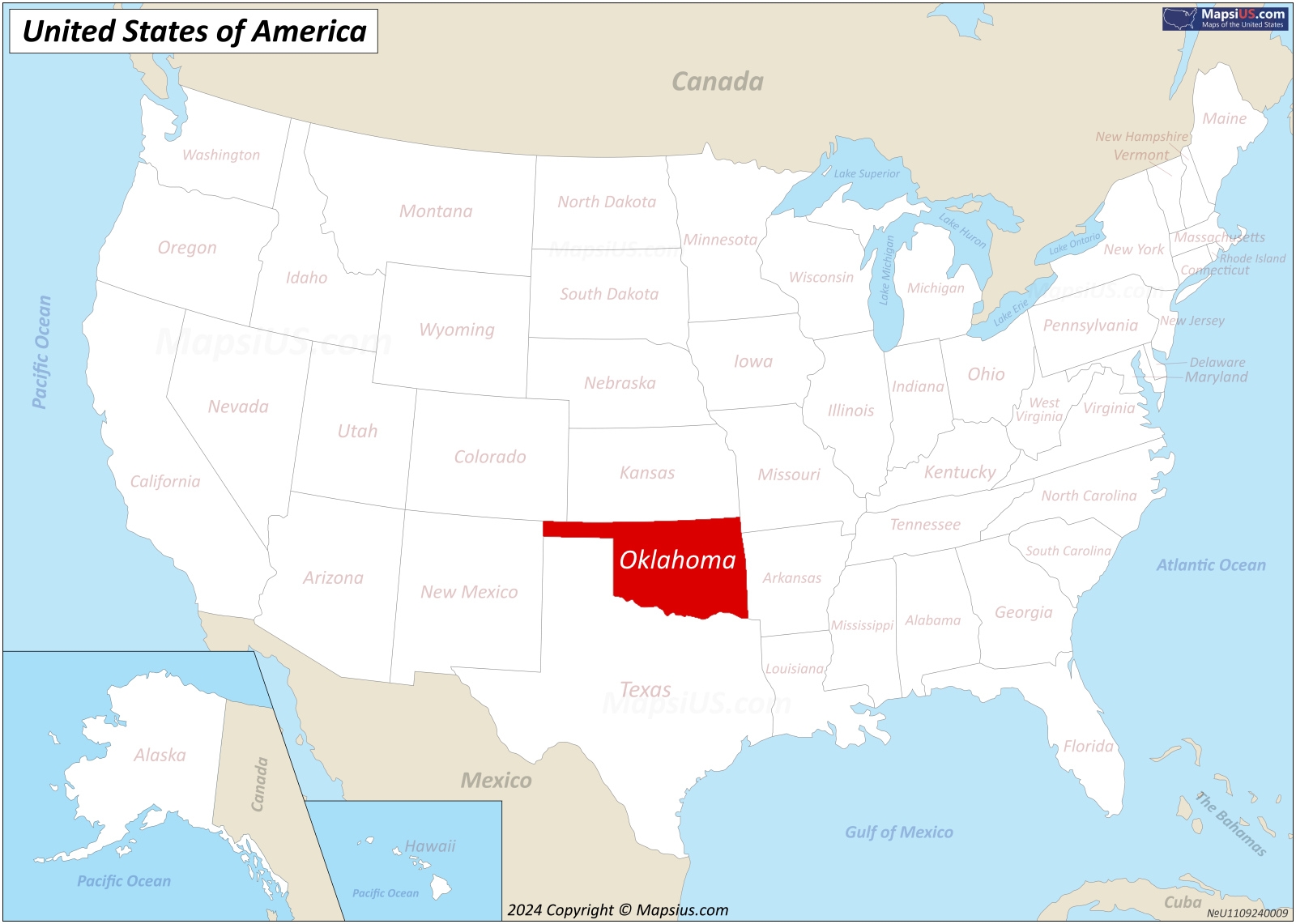 oklahoma on map of united states