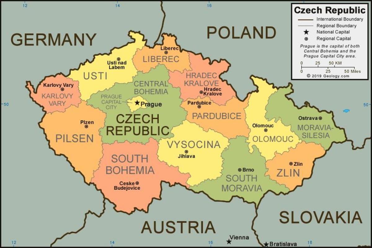 Map Of Prague And Surrounding Countries Prague Country Map Bohemia Czechia 