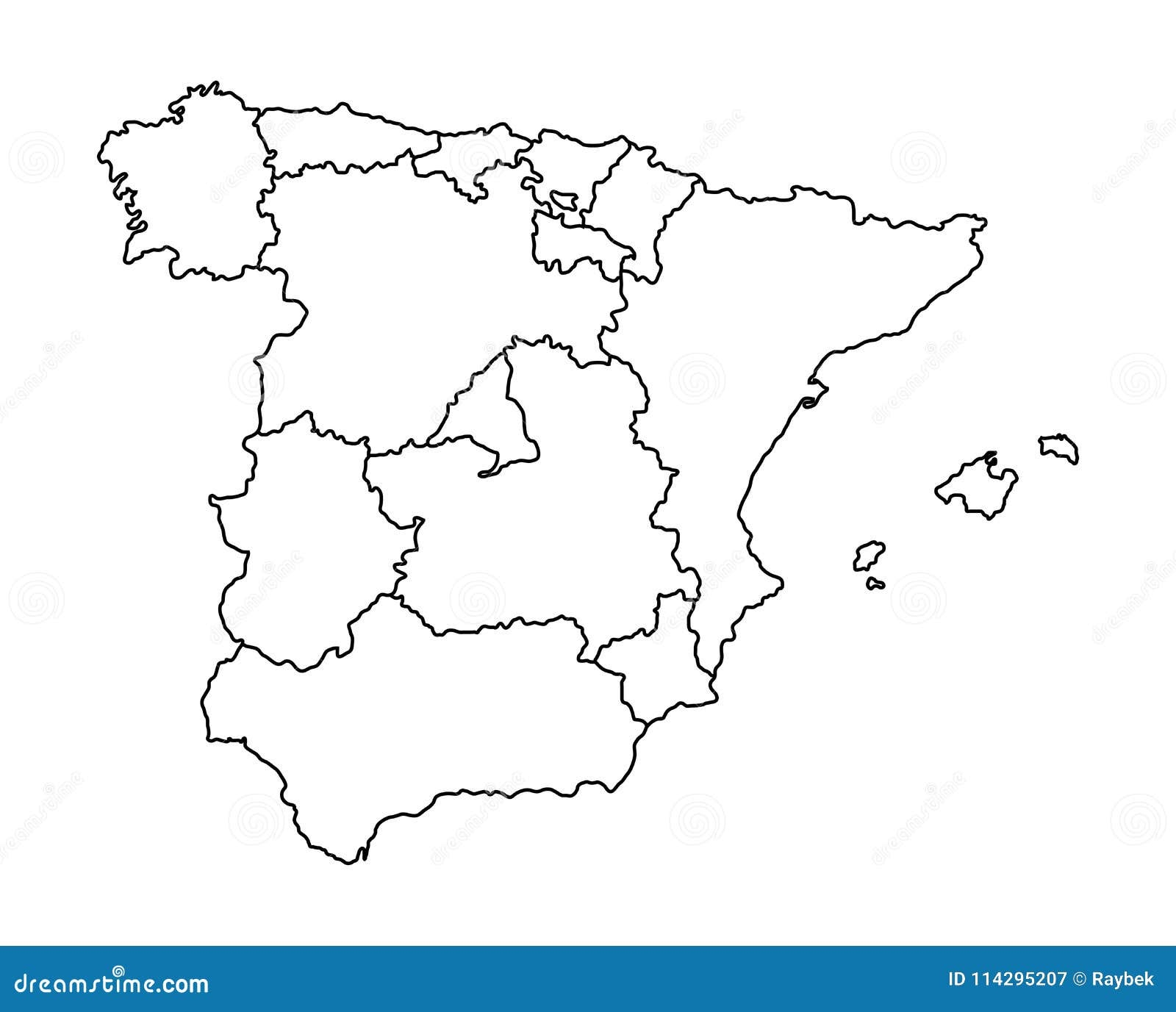 Map Of Spain Stock Illustration Illustration Of Districts 114295207