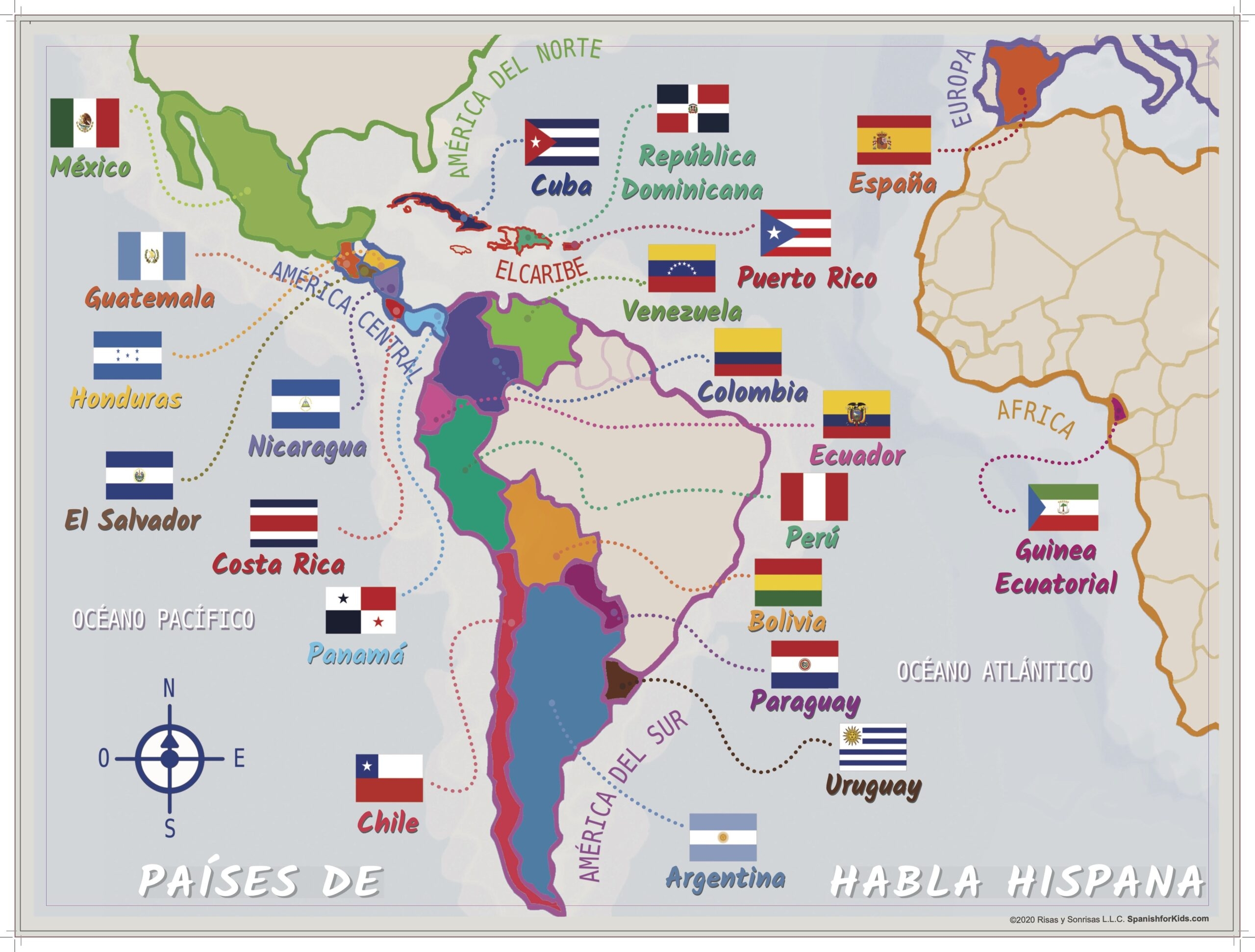 Map Of Spanish Speaking Countries Spanish For Kids Map Of Spanish Speaking Countries Spanish For Kids