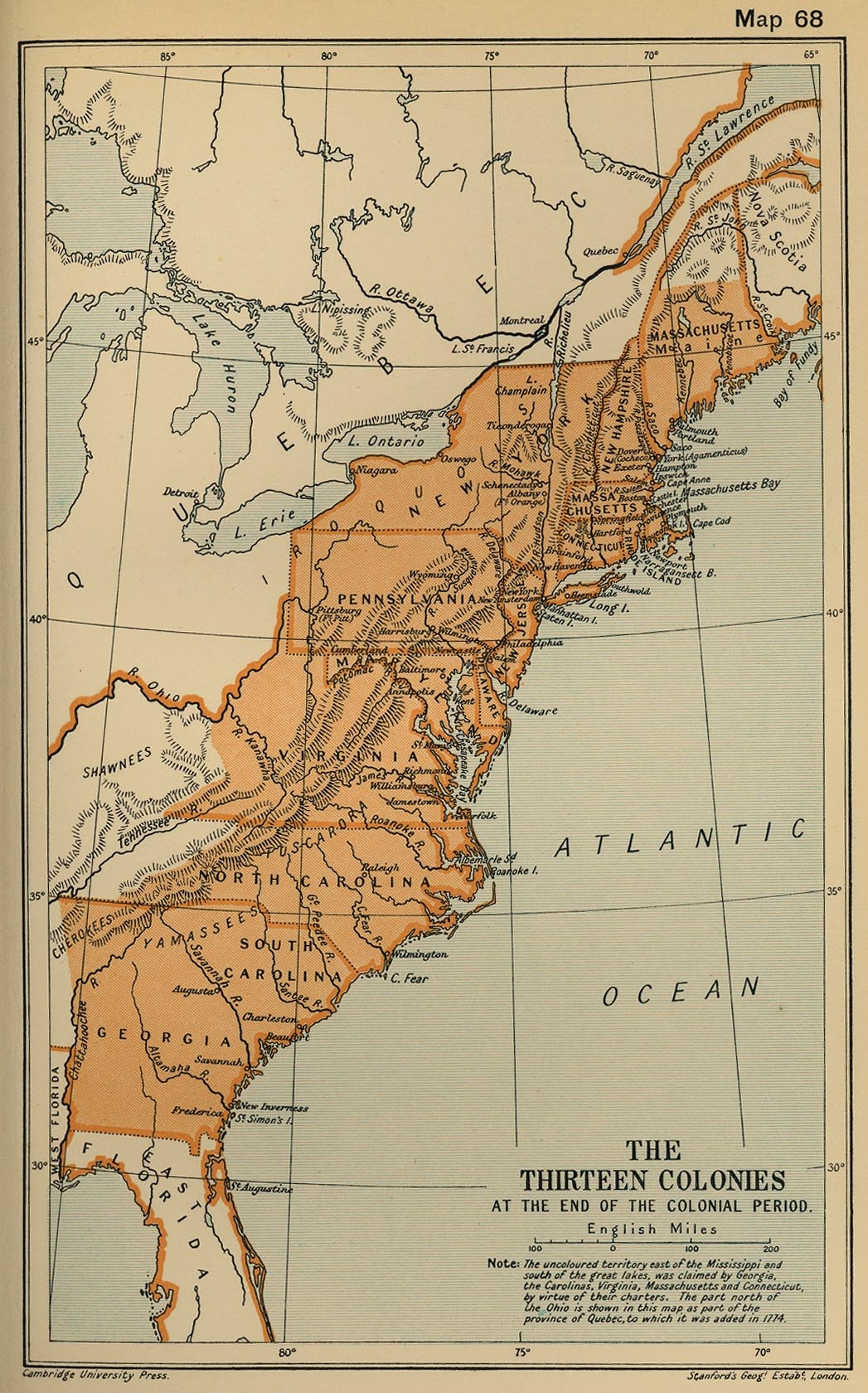 Map Of The American Colonies 1775