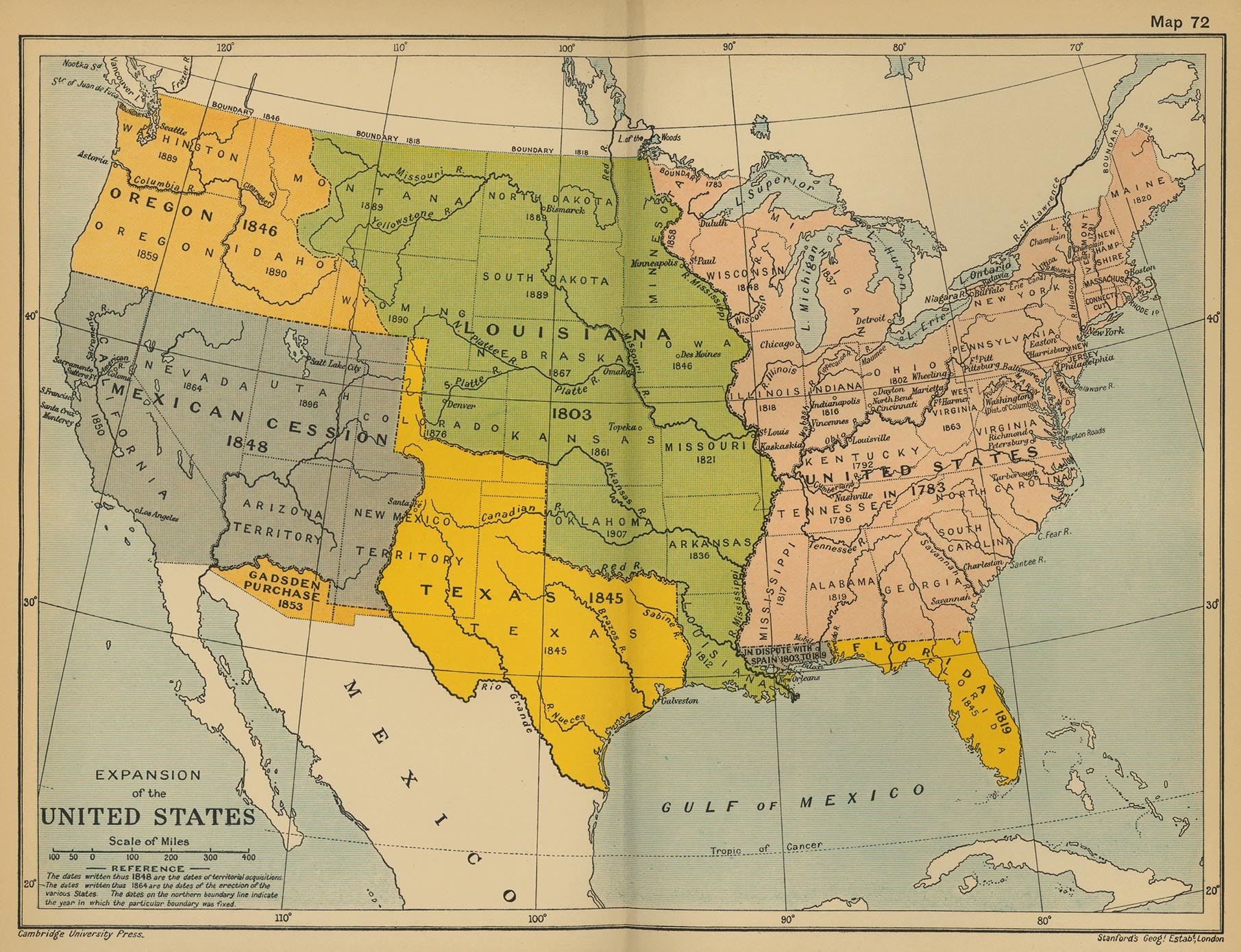 Map Of The Expansion Of The United States 1783 1907