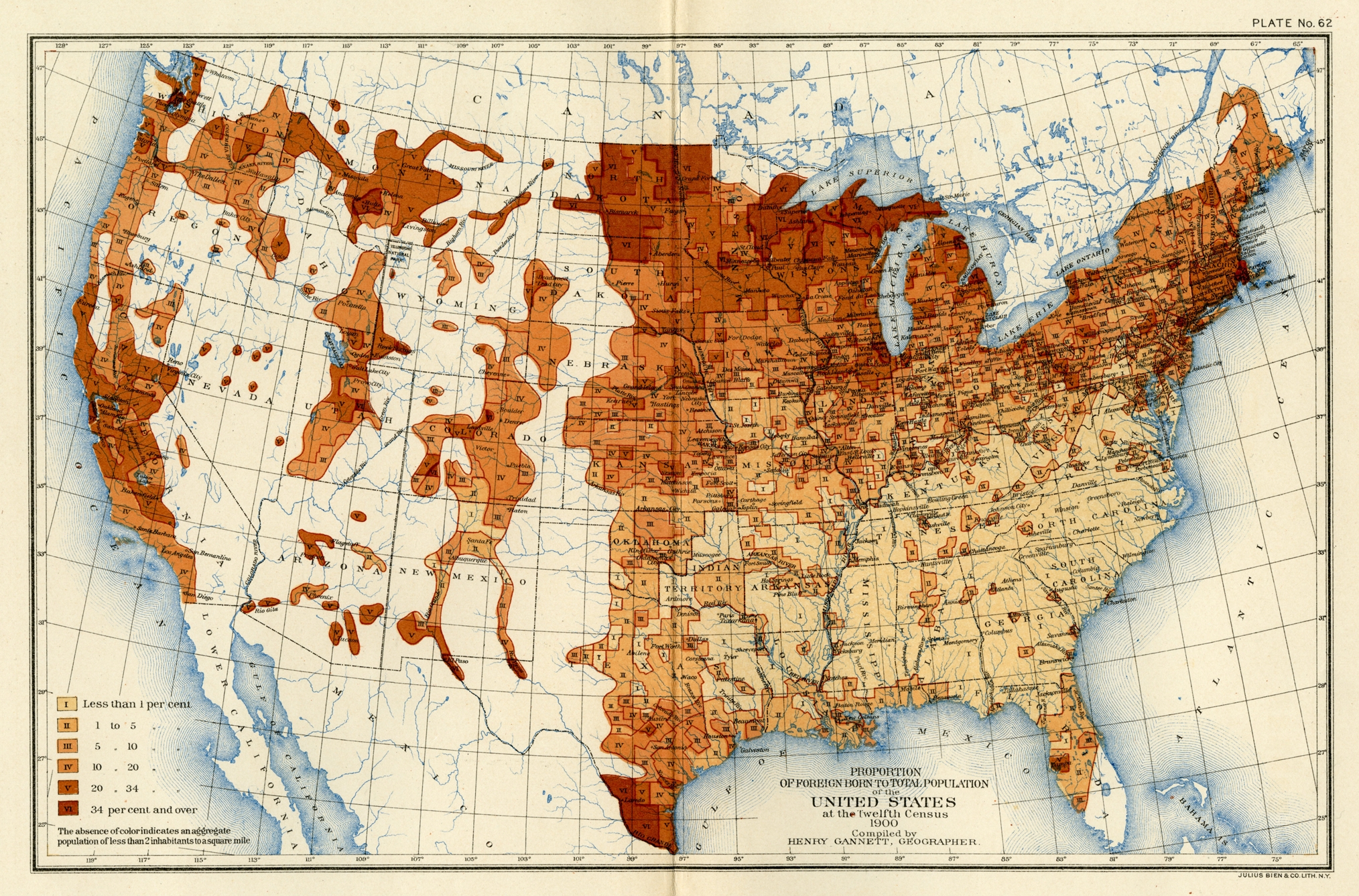 Map Of The Foreign Born Population Of The United States 1900 Gilder Lehrman Institute Of American History