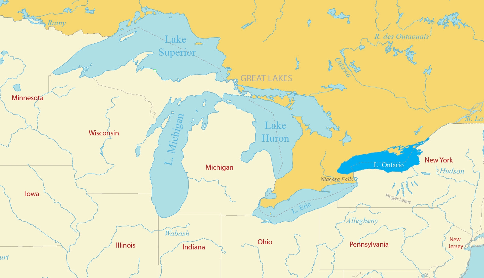 Map Of The Great Lakes Of North America GIS Geography