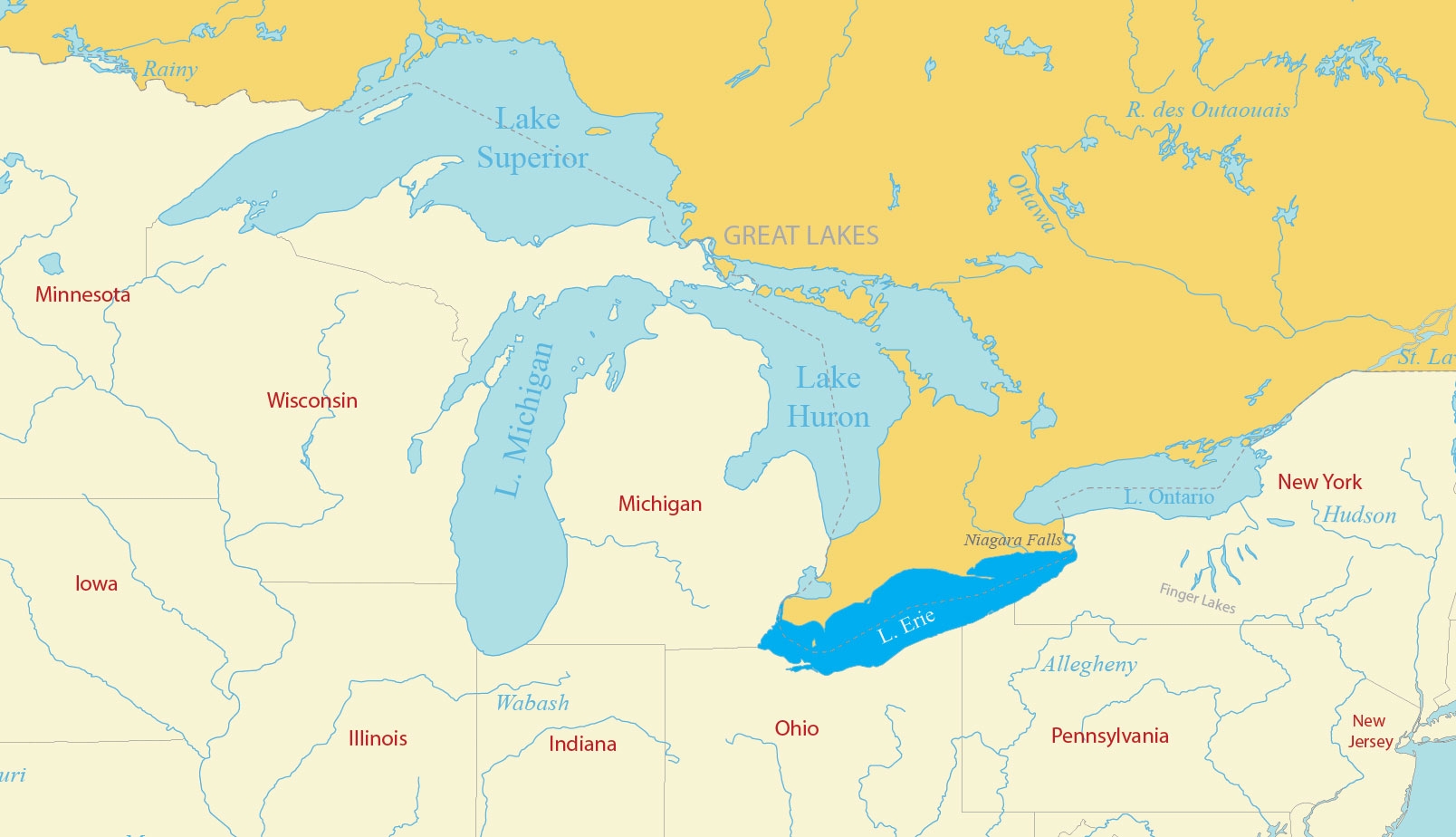 Map Of The Great Lakes Of North America GIS Geography