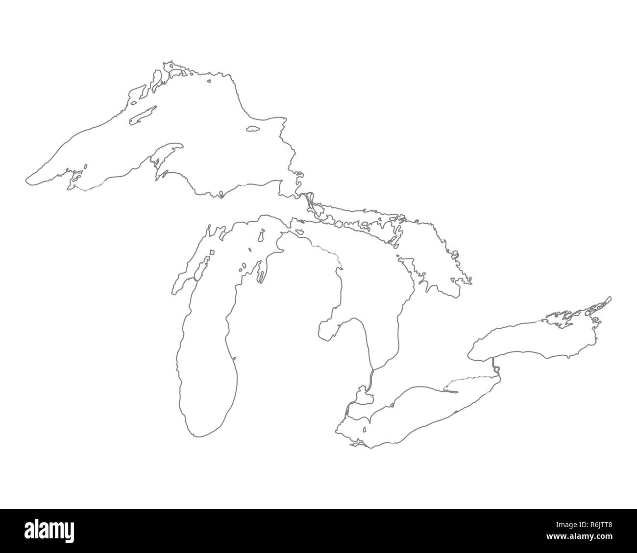 Map Of The Great Lakes Stock Photo Alamy