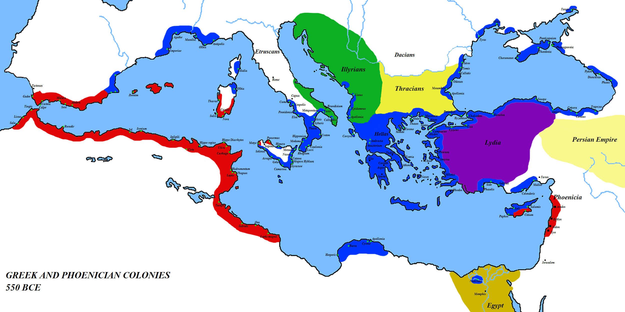 Map Of The Mediterranean 550 BC World History Encyclopedia