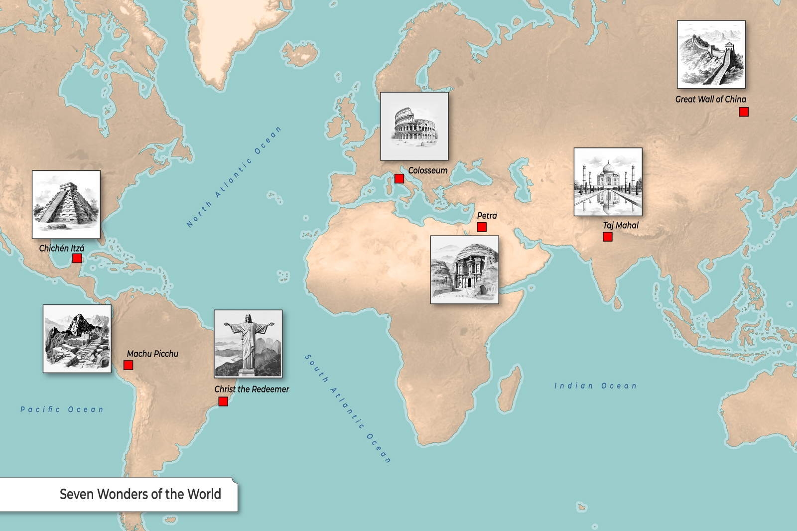 Map Of The New Seven Wonders Of The World TheCollector