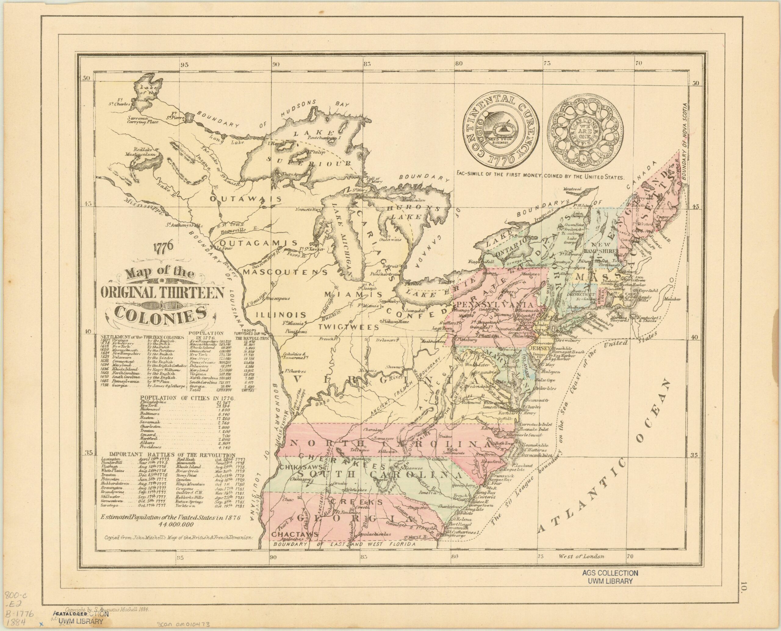 united states of america 1776 map