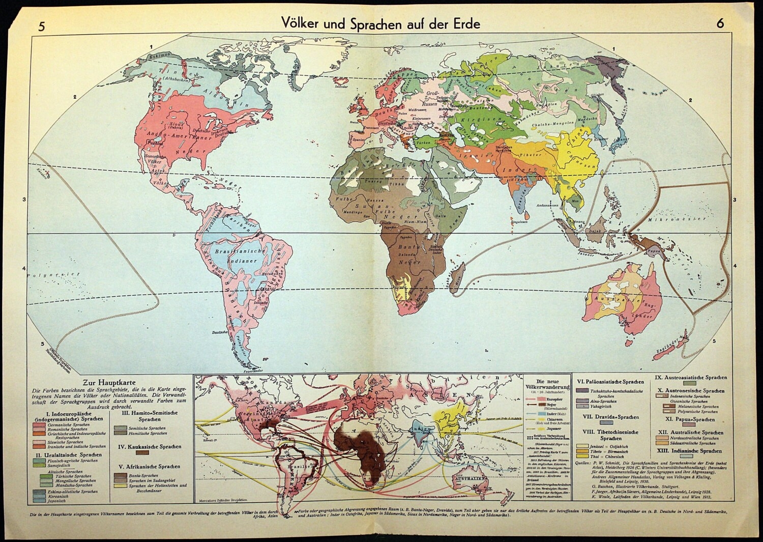 Map Of The Peoples Of The World 1936 Original Color Lithograph Vintage Map Wonderful For Display Over 80 Years Old Etsy