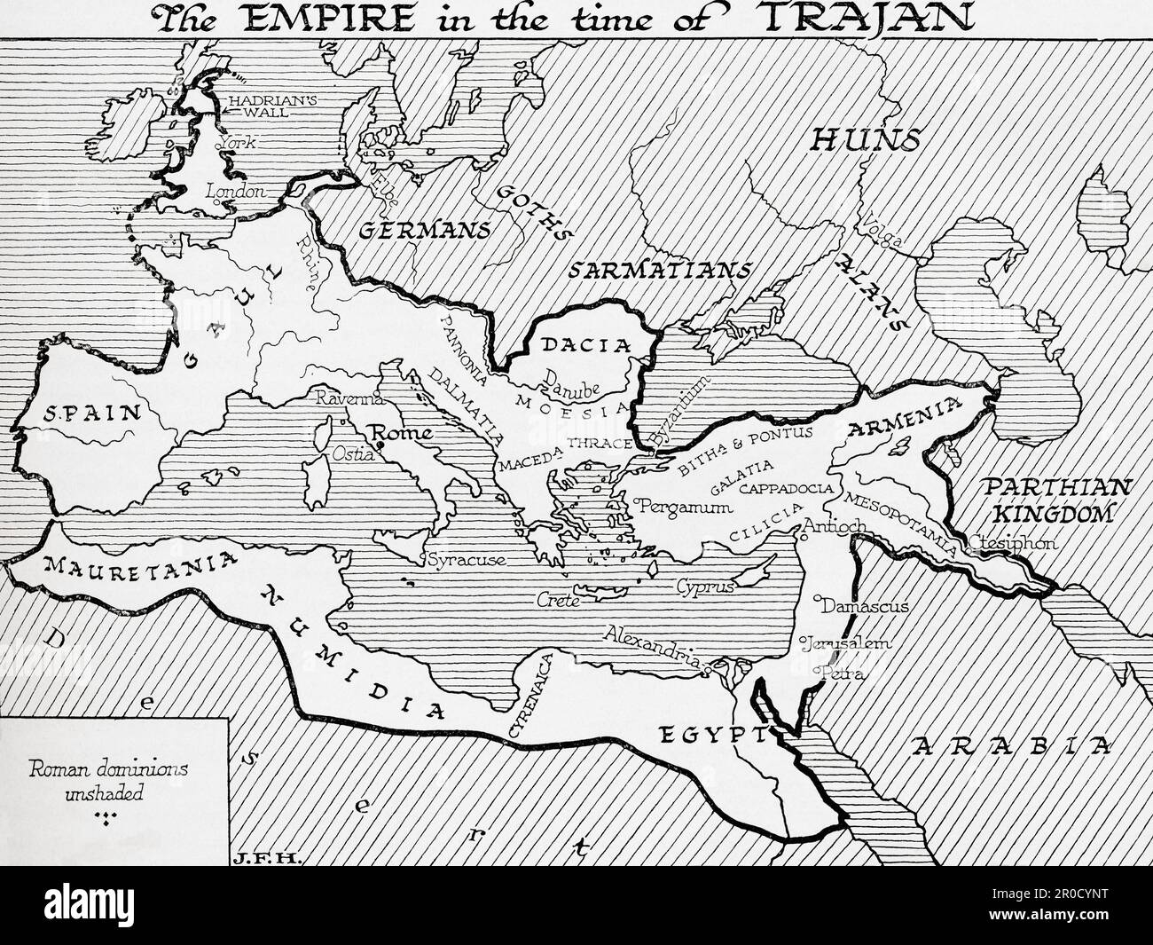 Map Of The Roman Empire In The Time Of Trajan From The Book Outline Of History By H G Wells Published 1920 Stock Photo Alamy