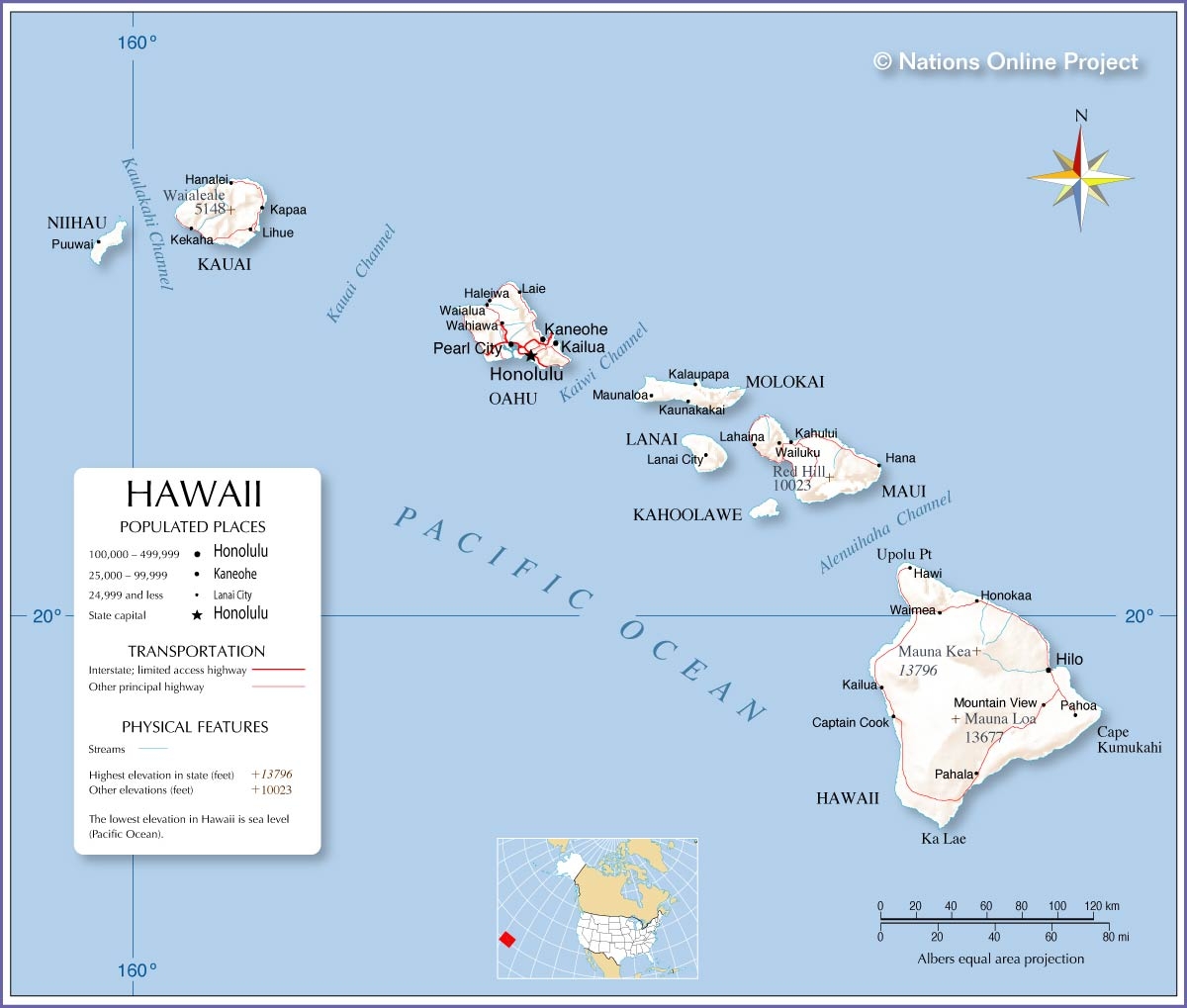 Map Of The State Of Hawaii USA Nations Online Project