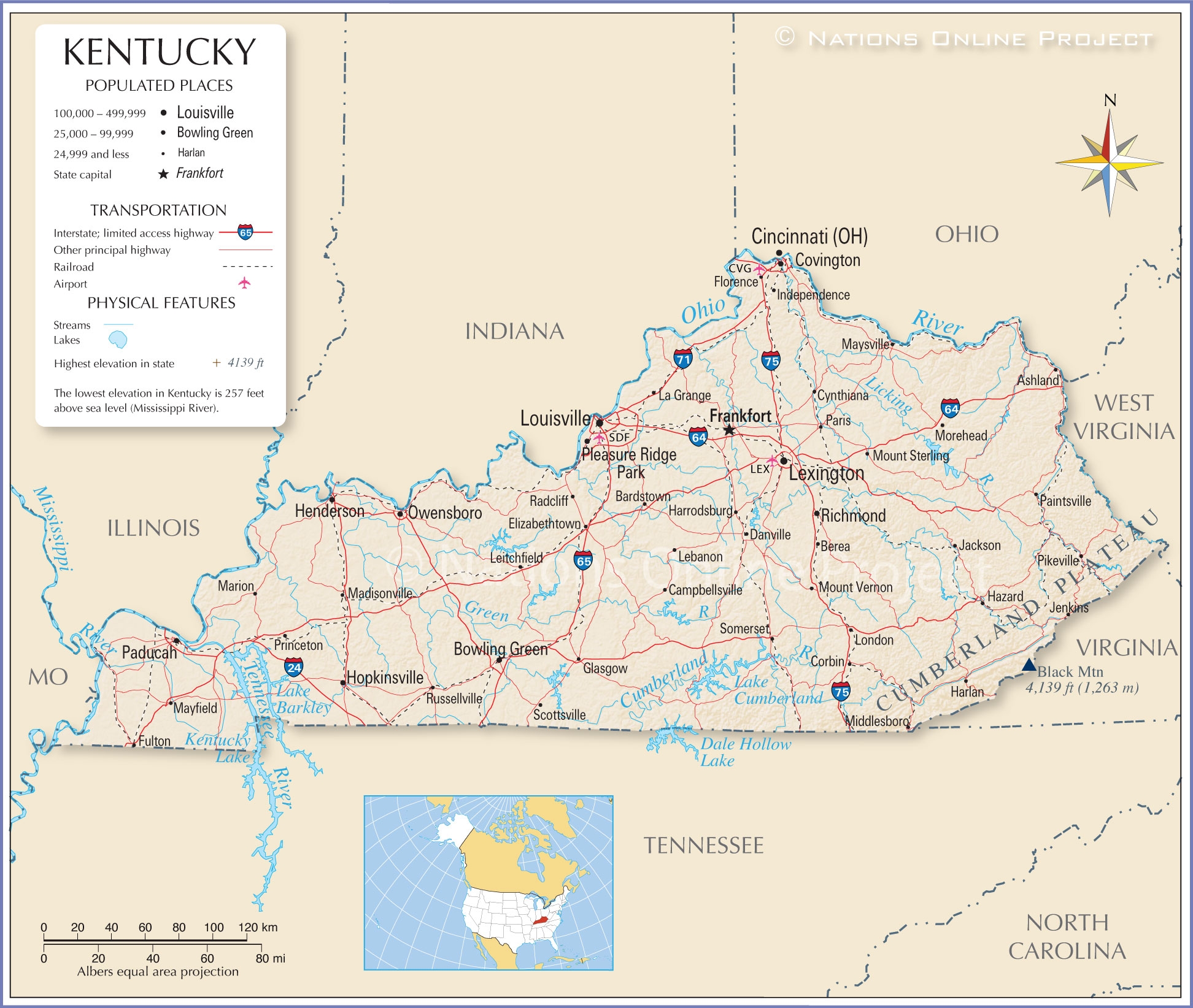 Map Of The State Of Kentucky USA Nations Online Project Map Of The State Of Kentucky USA Nations Online Project