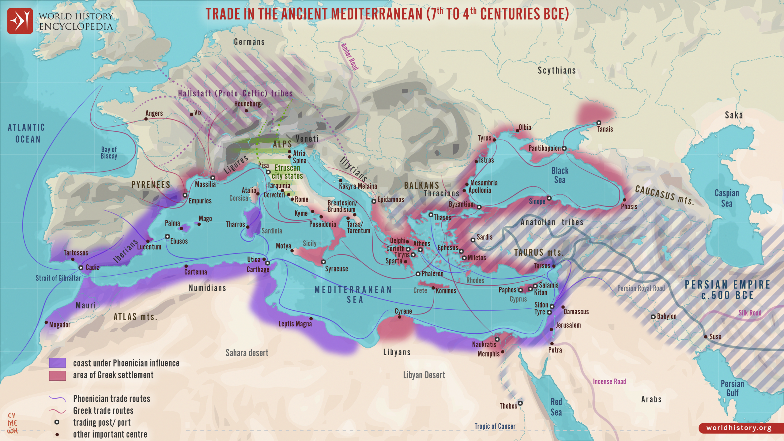 Map Of The Trade Routes In The Ancient Mediterranean World History Encyclopedia