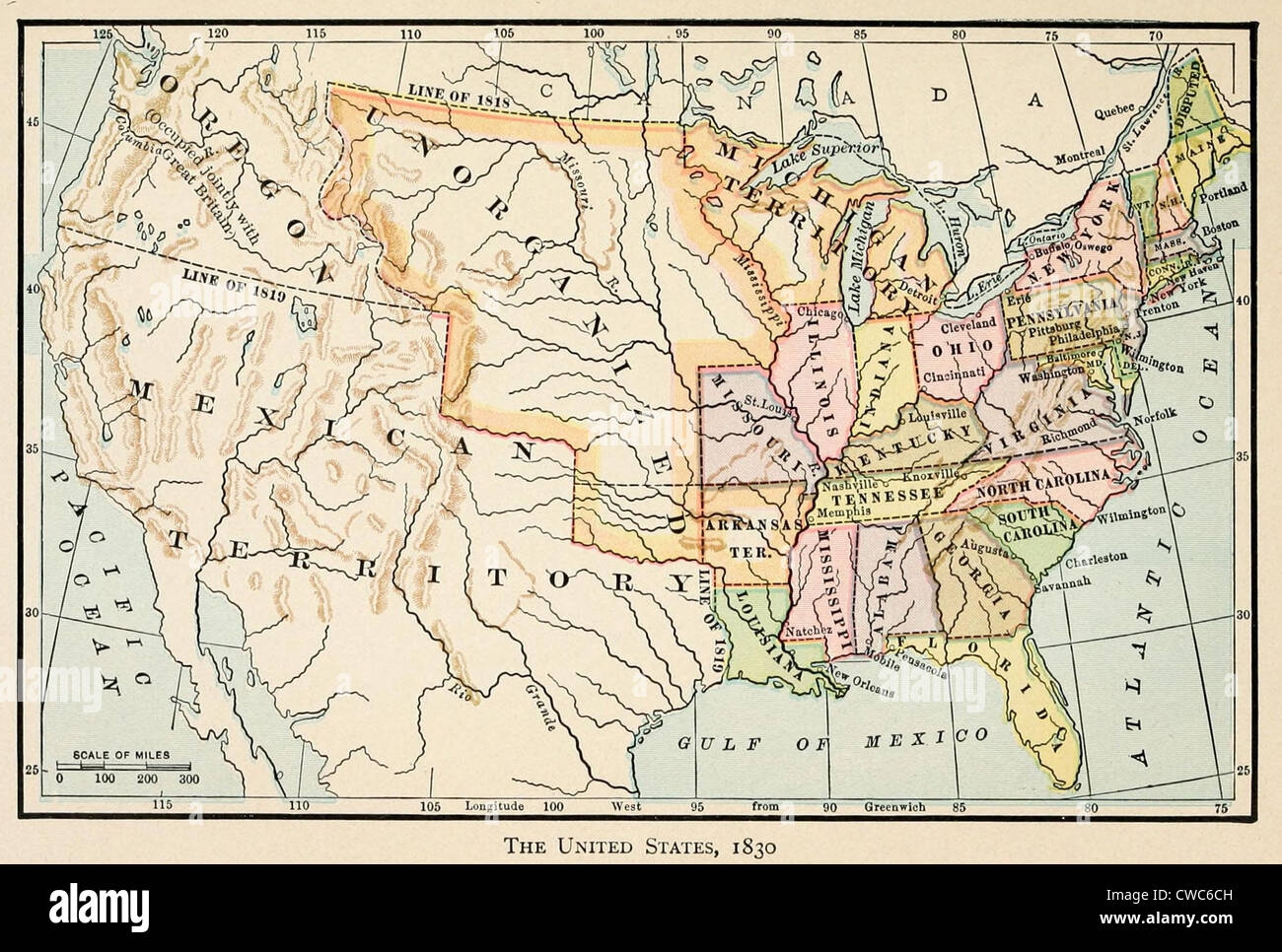 Map Of The United States In 1830 Stock Photo Alamy