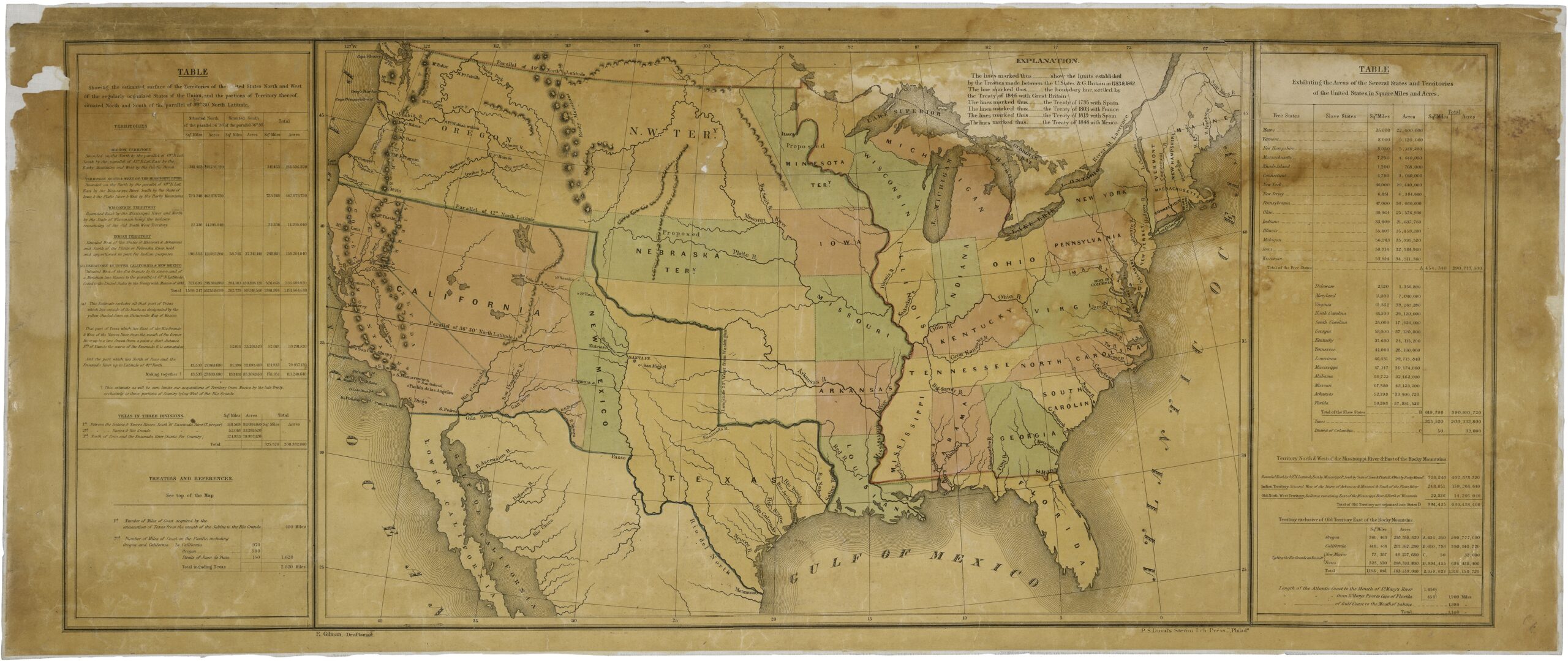 Map Of The United States Including Western Territories December 1848 National Archives