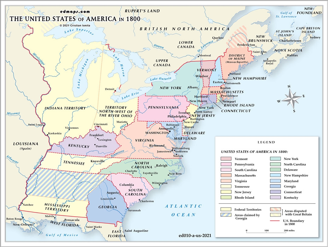 united states map from 1800