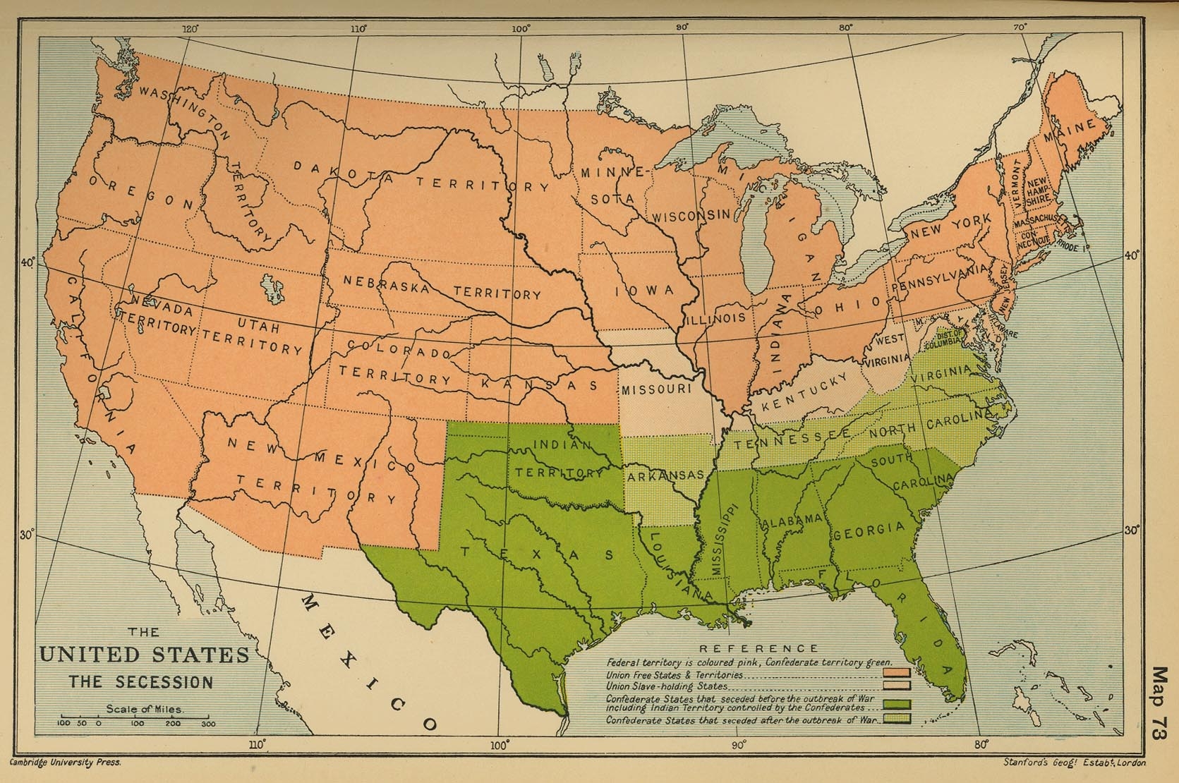 united states map of 1860